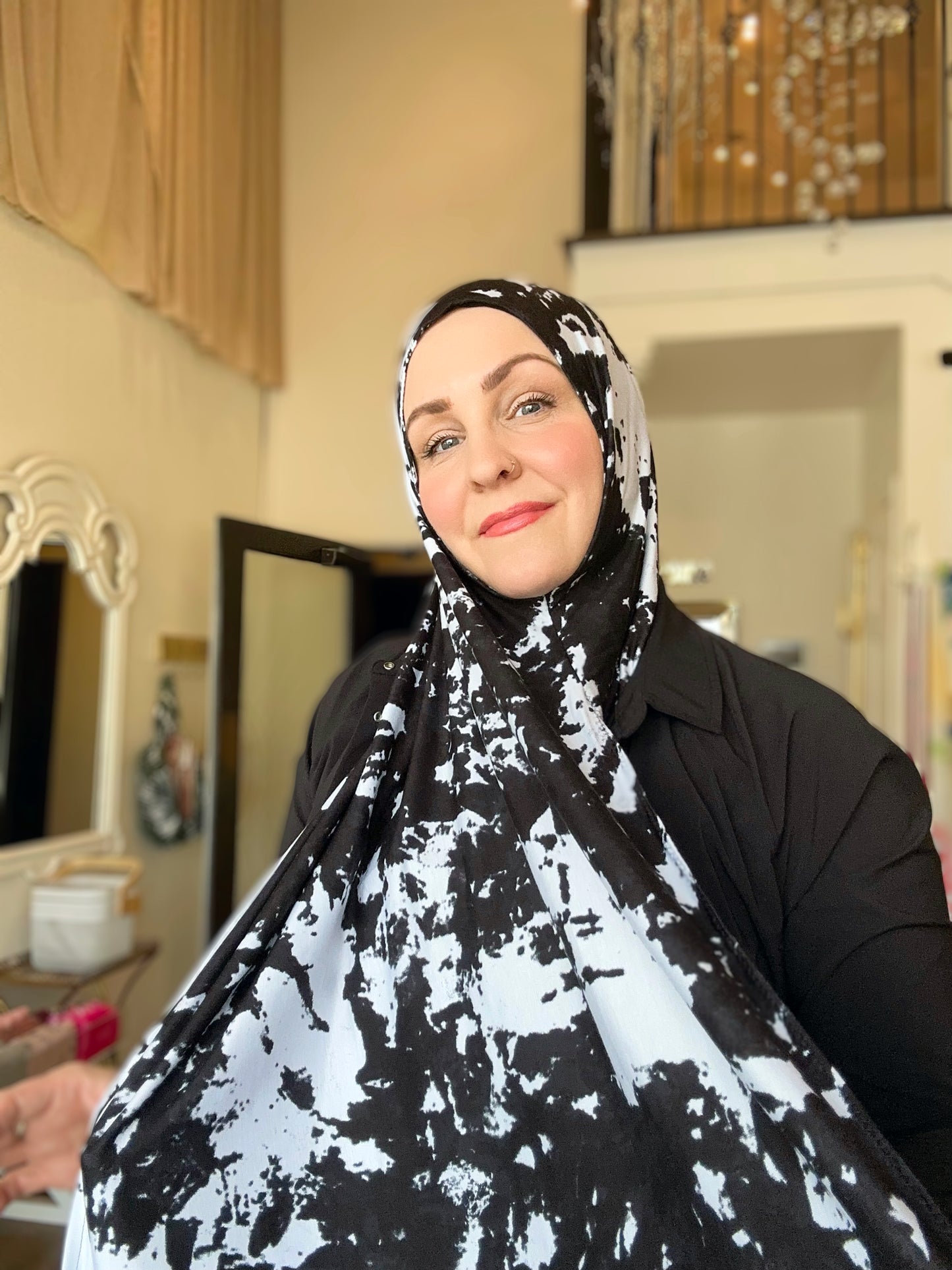 Printed Jersey Hijab: Rorschach Retro Inkblot