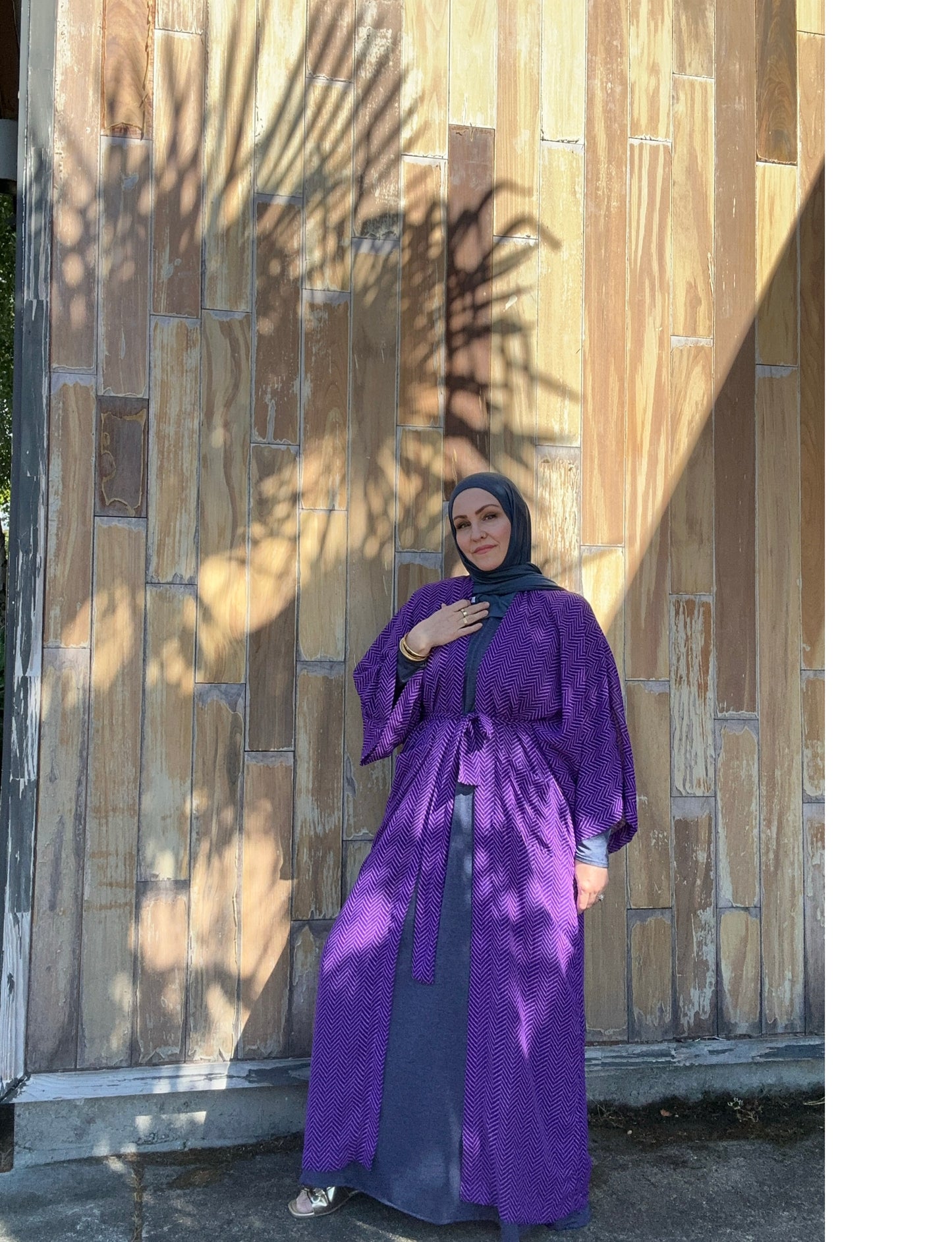 Signature MC Kimono: Pink & Purple Herringbone