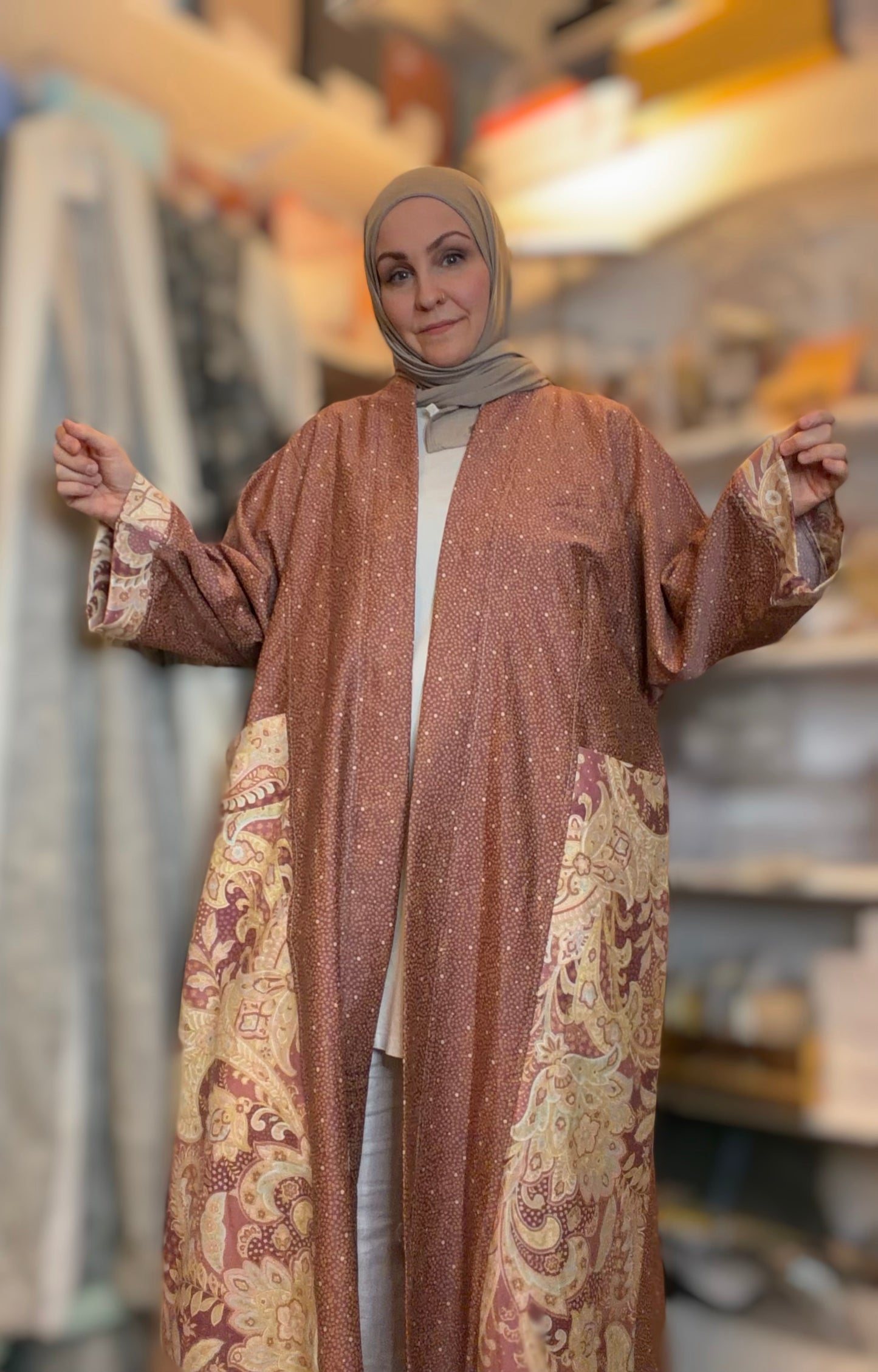 Upcycled Pocket Anorak Abaya — Henna Garden