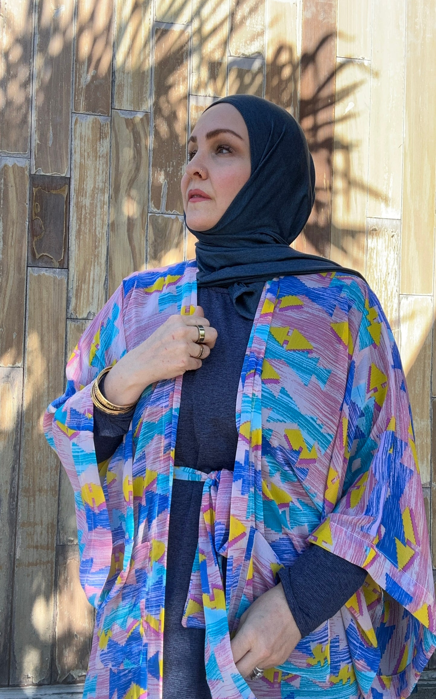 Signature MC Kimono: Azure & Bubblegum Geometric