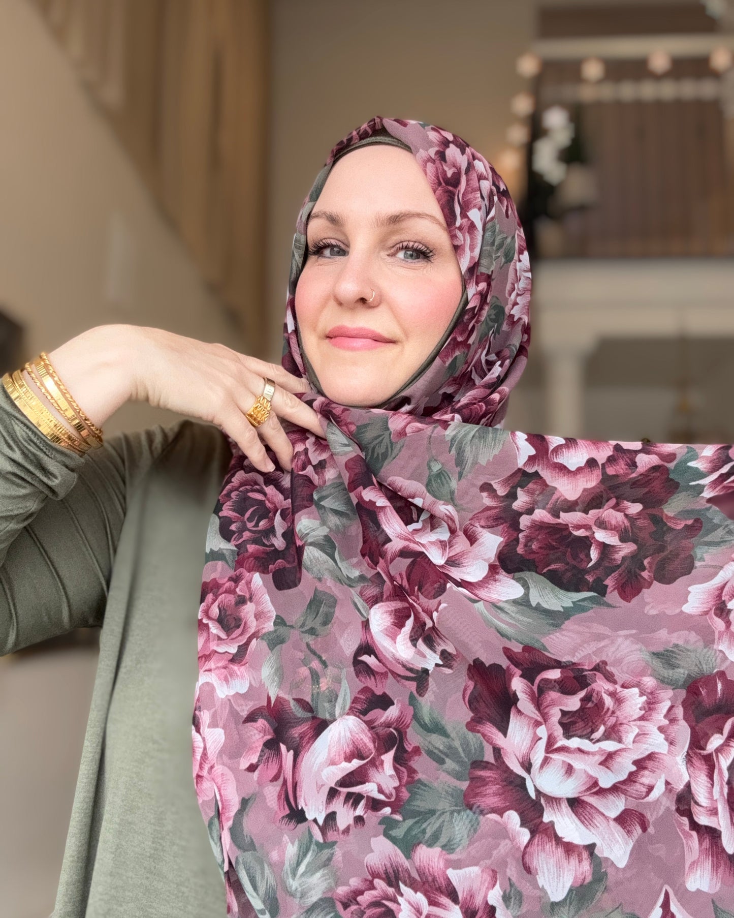 Chiffon Hijab: Rosewood Bloom