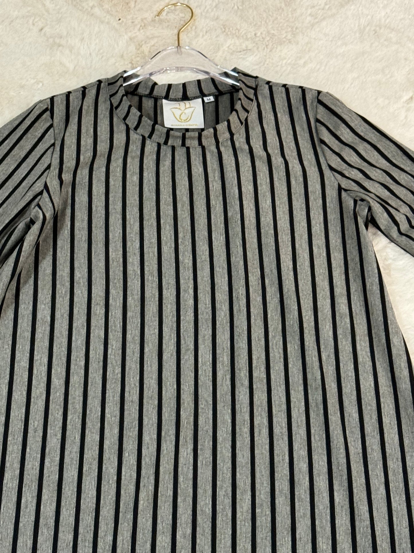 MC Everyday Tunic - Striped Dark Grey and Black
