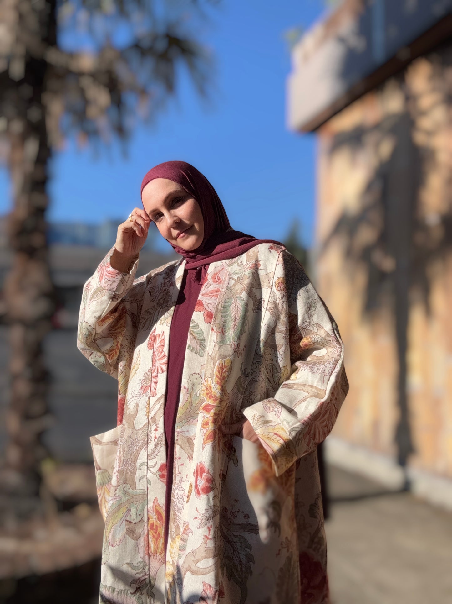 Pocket Anorak Abaya - Autumn Botanica Tapestry