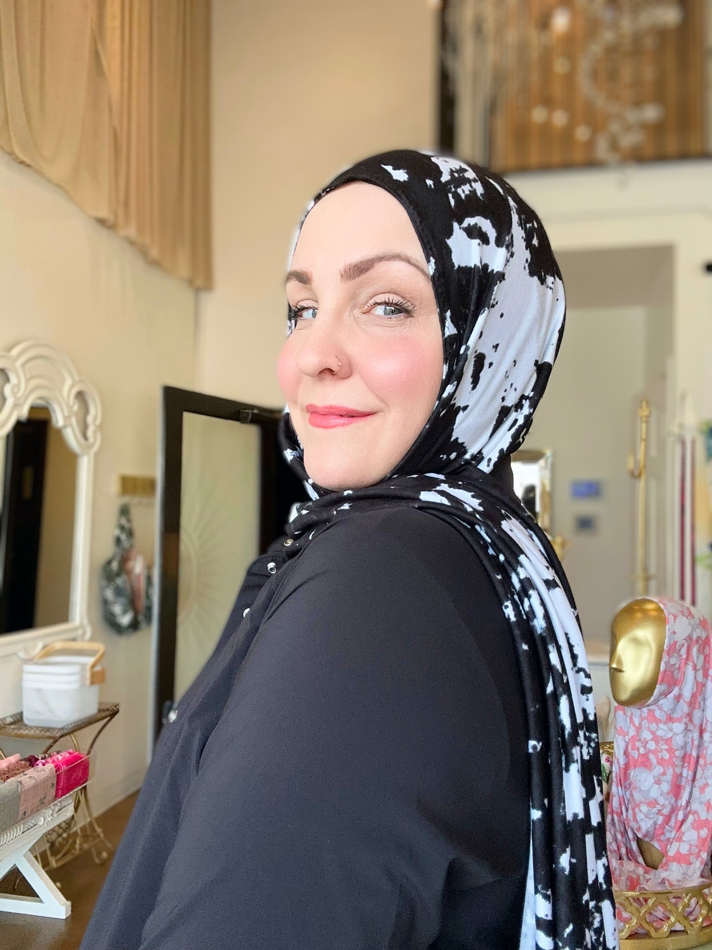 Printed Jersey Hijab: Rorschach Retro Inkblot