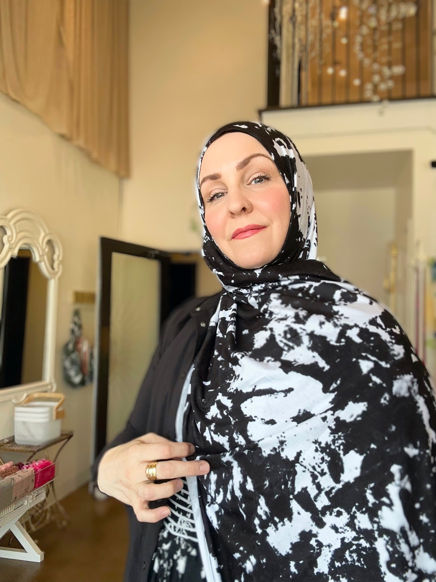 Printed Jersey Hijab: Rorschach Retro Inkblot