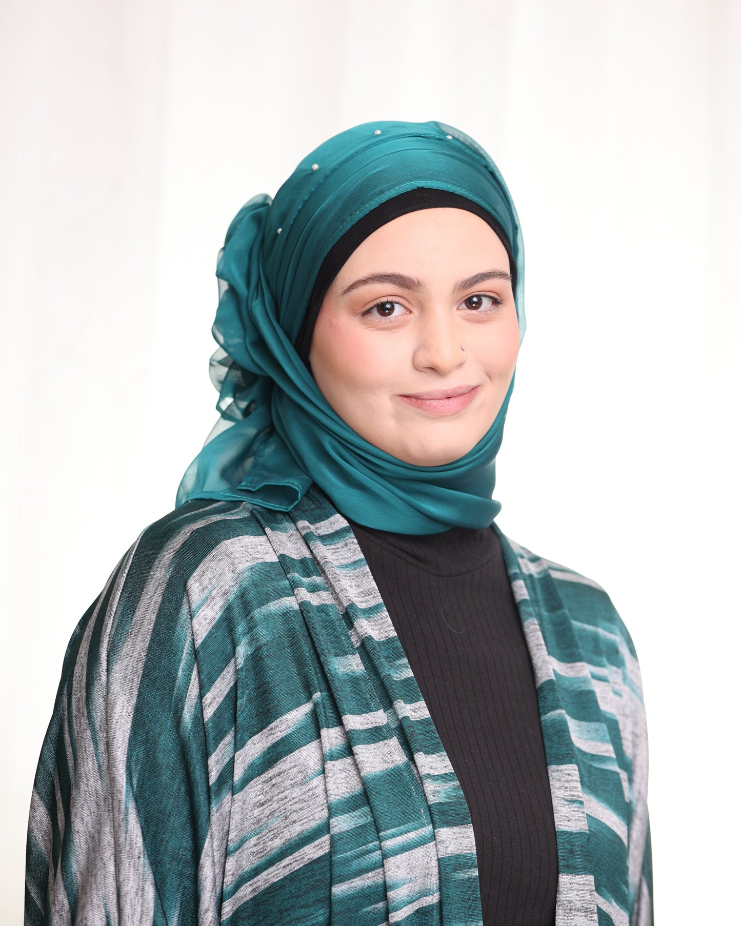 Iridescent Chiffon Hijab: Emerald