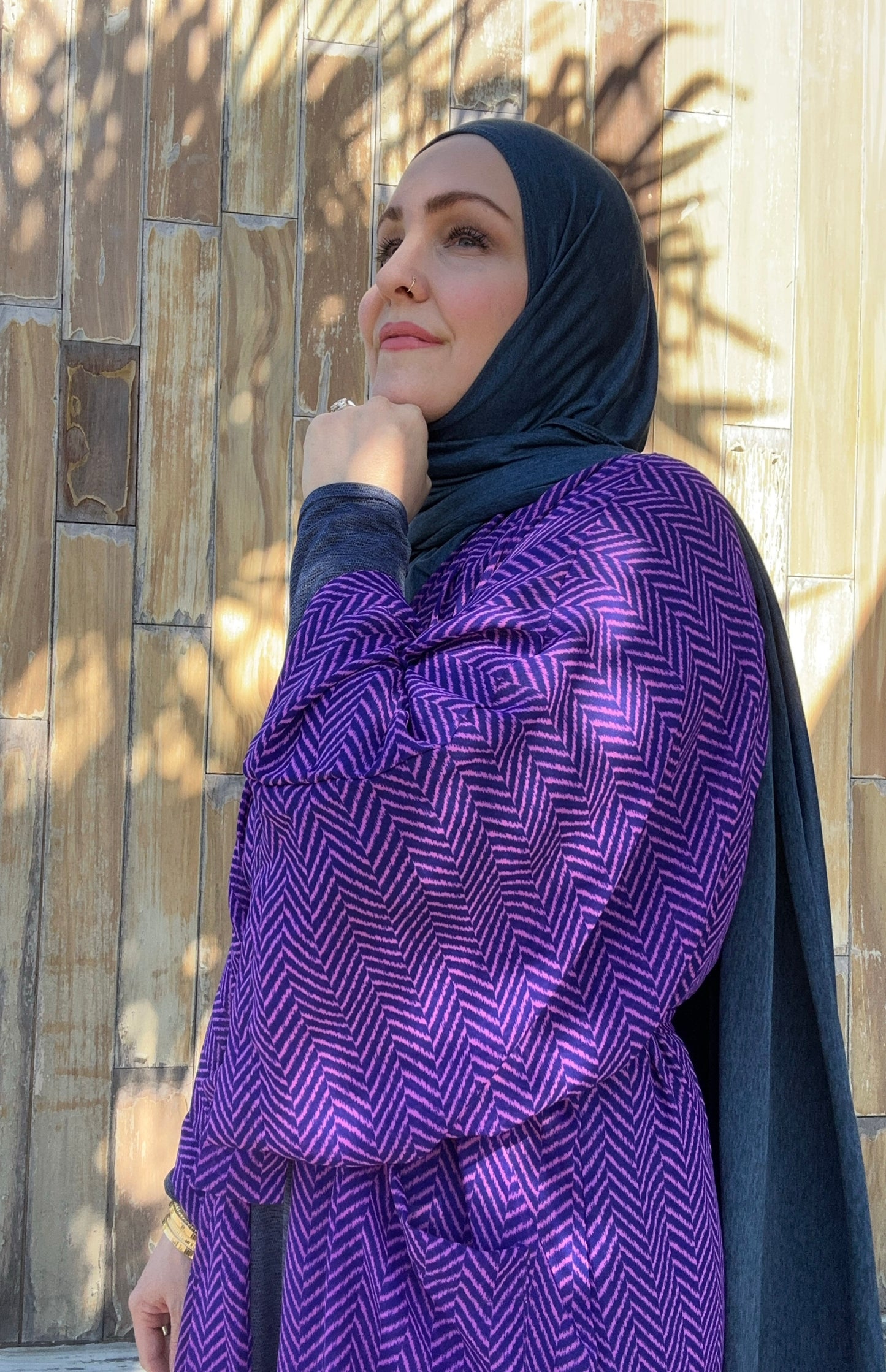 Signature MC Kimono: Pink & Purple Herringbone