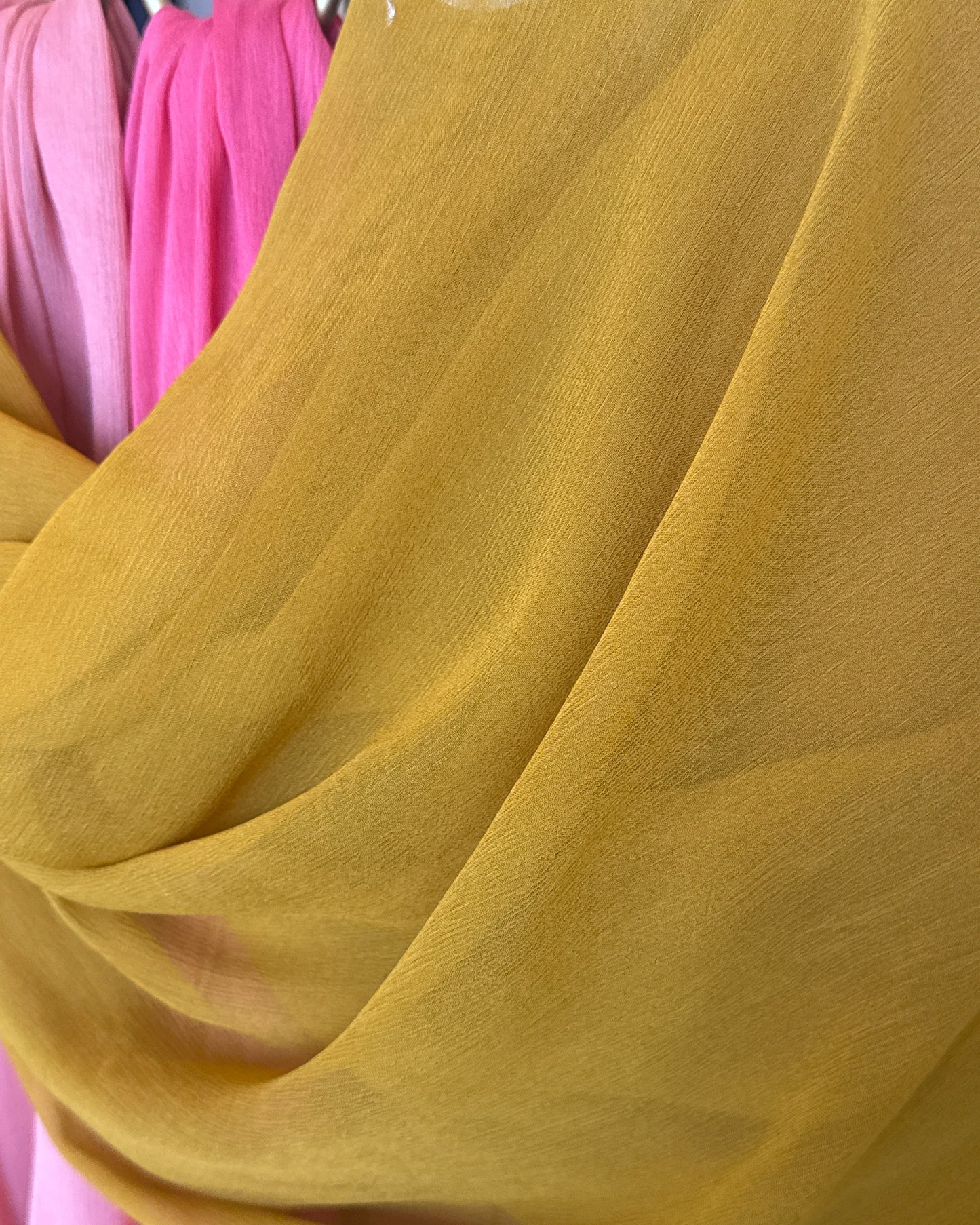 Extra Wide Crinkle Chiffon Hijab: Mustard Seed