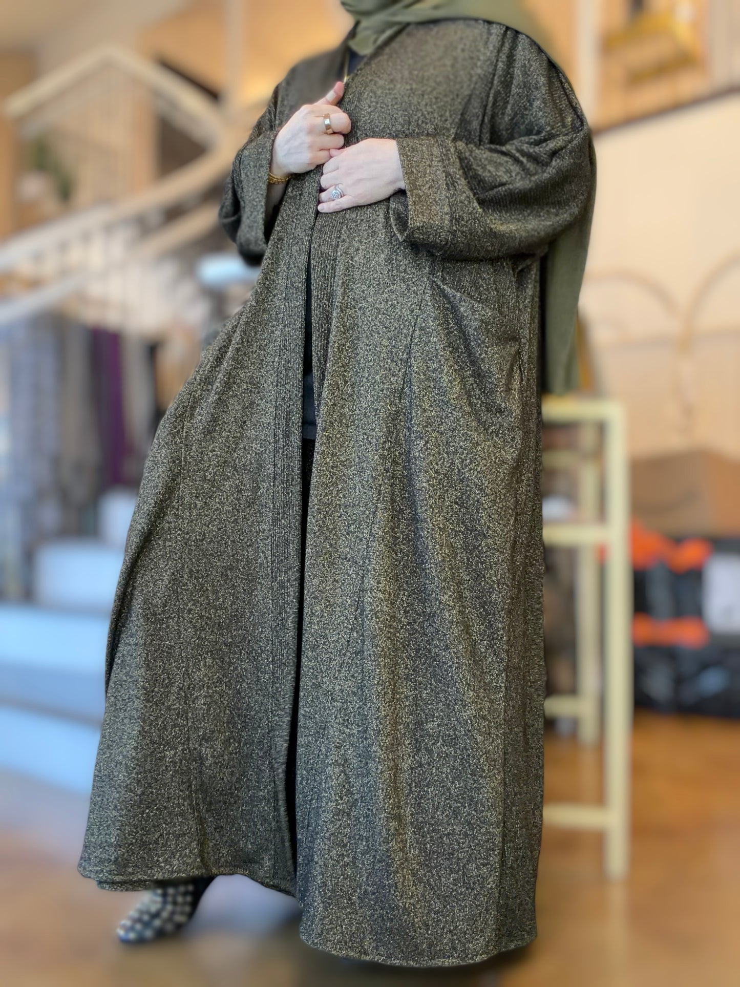 Pocket Anorak Sweater Abaya - Gilded Night Sky