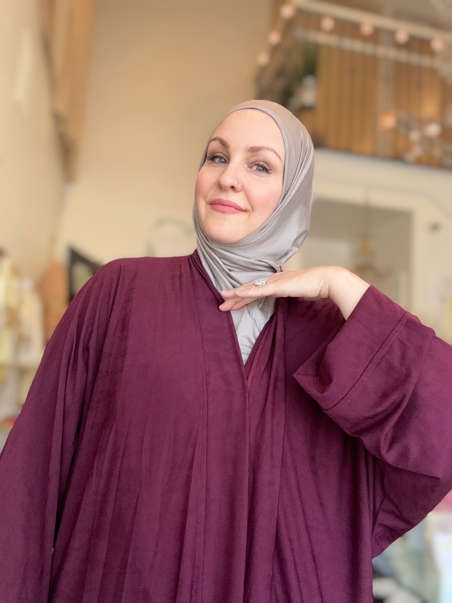 Nour Oversized Abaya - Burgundy Vino
