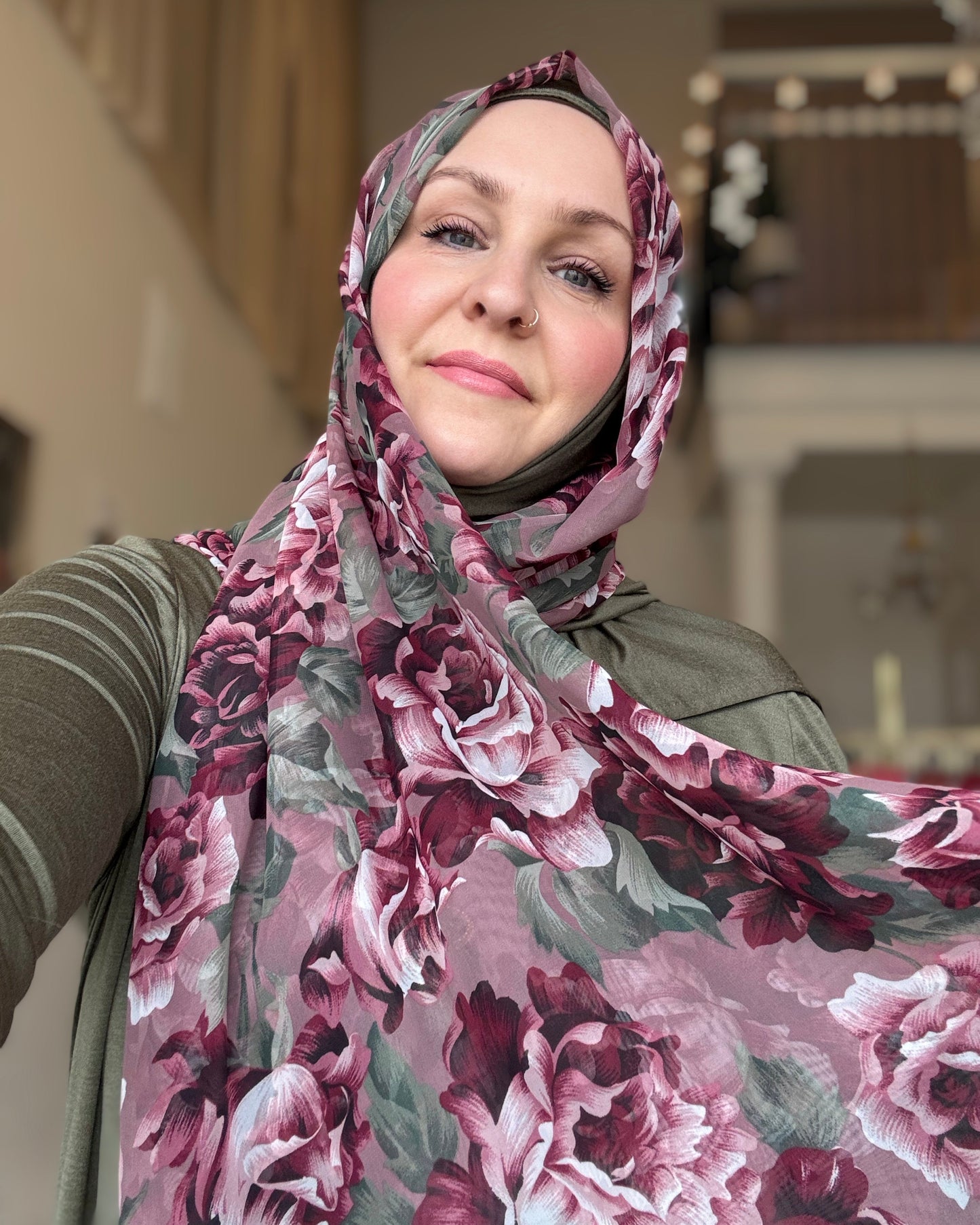 Chiffon Hijab: Rosewood Bloom