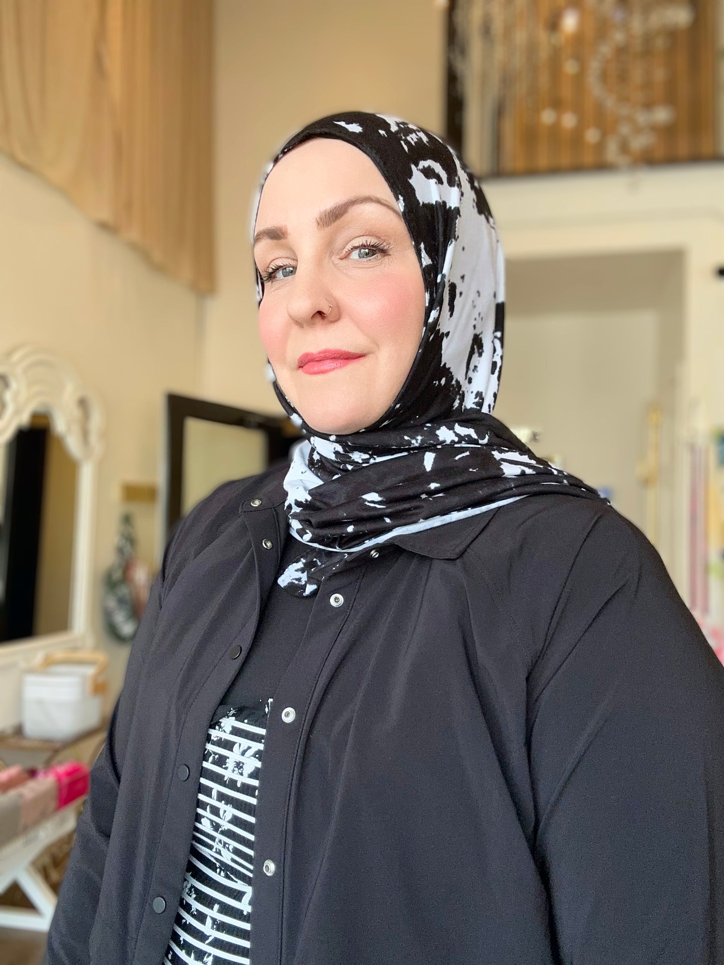 Printed Jersey Hijab: Rorschach Retro Inkblot