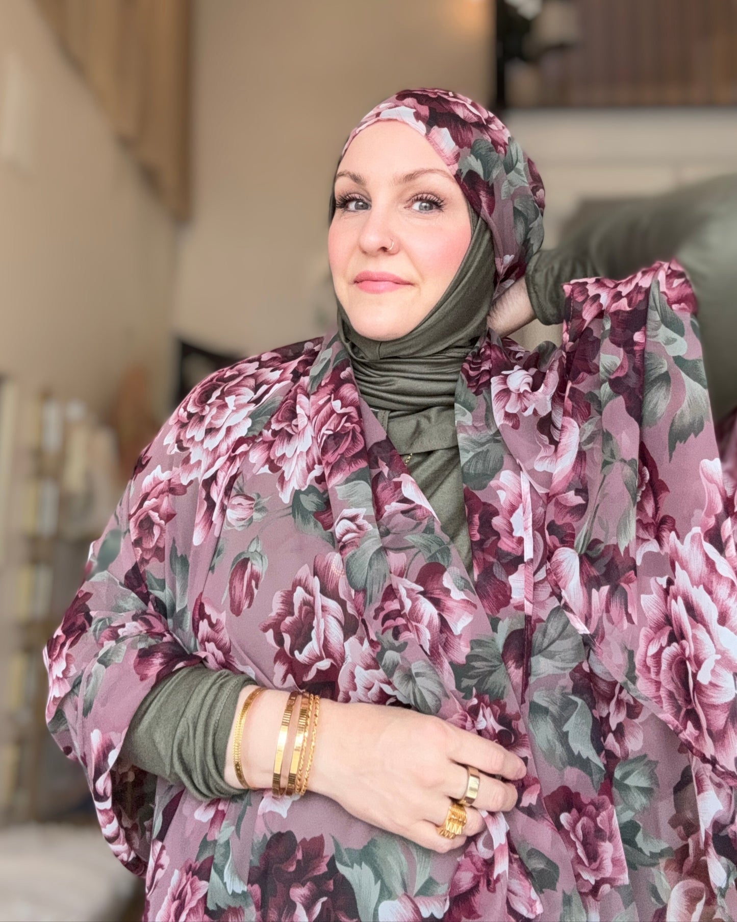 Chiffon Hijab: Rosewood Bloom