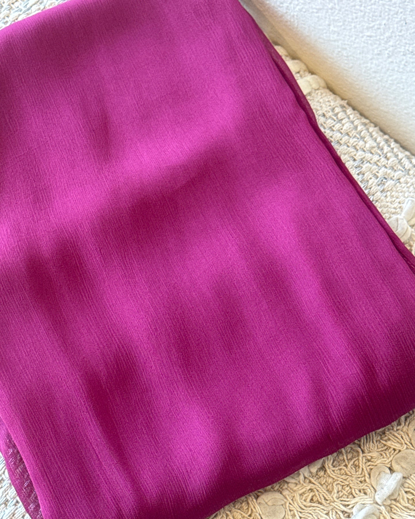 Extra Wide Crinkle Chiffon Hijab: Magenta