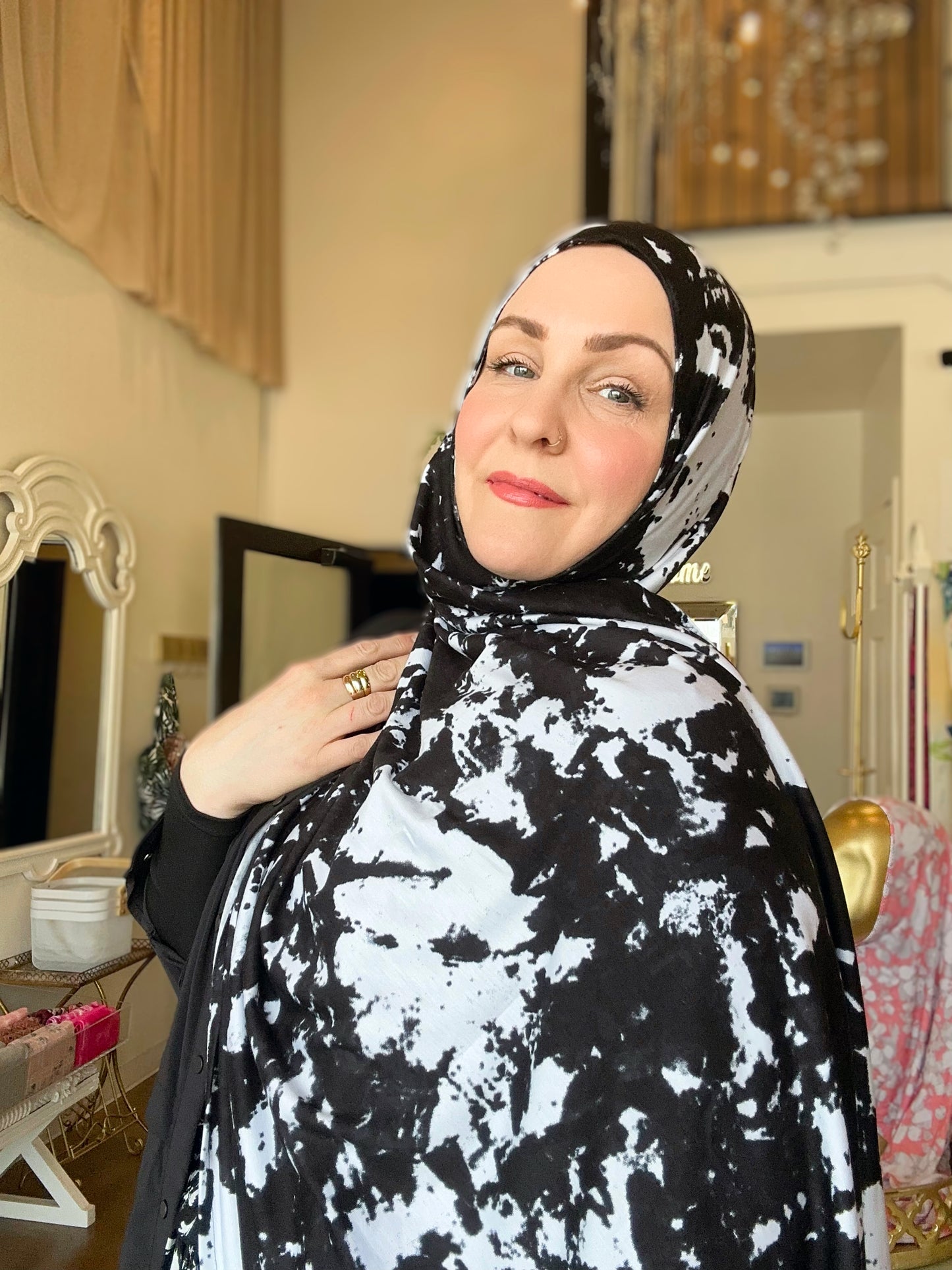 Printed Jersey Hijab: Rorschach Retro Inkblot