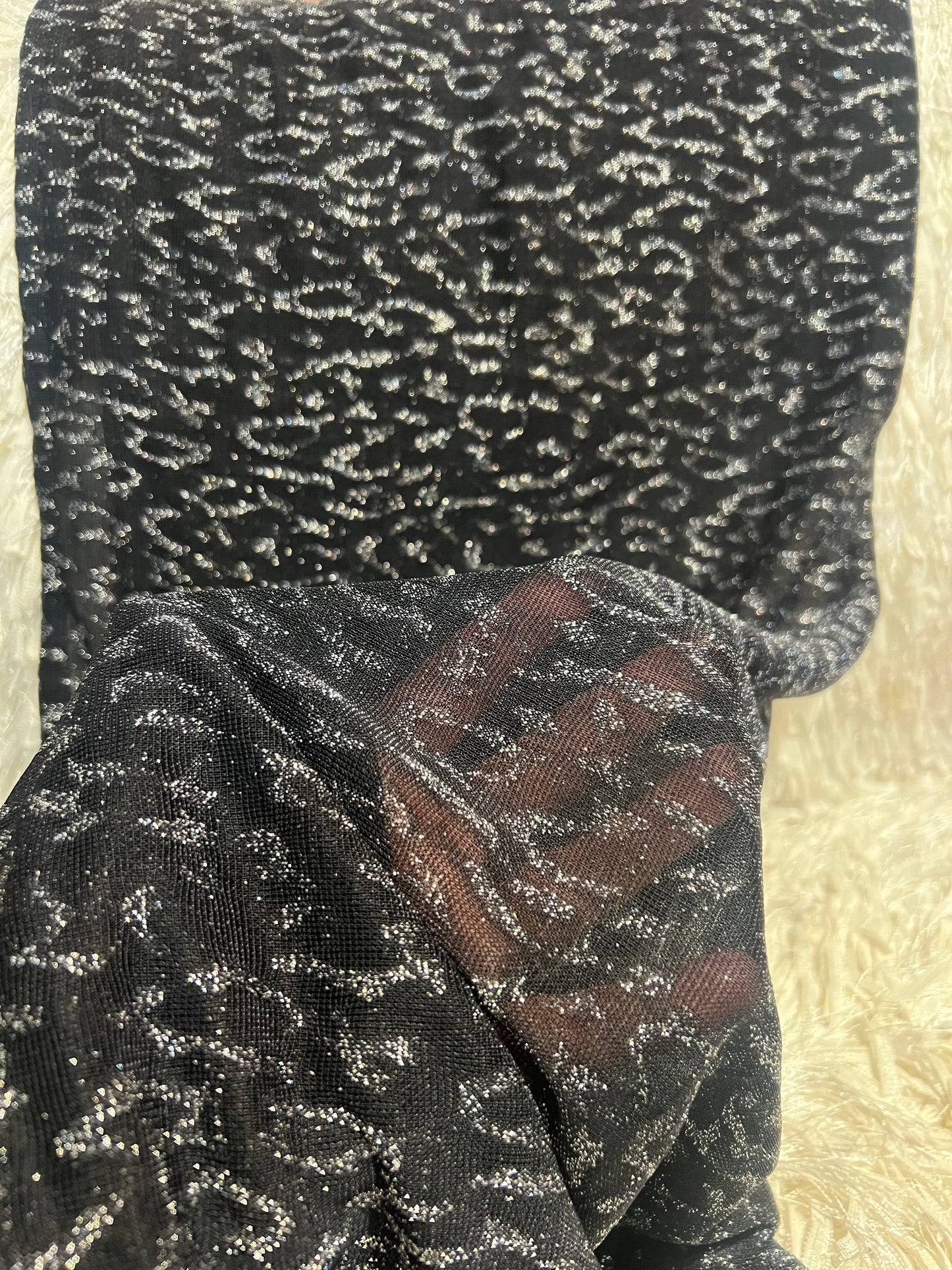 Jersey Hijab: Metallic Silver & Black Leopard