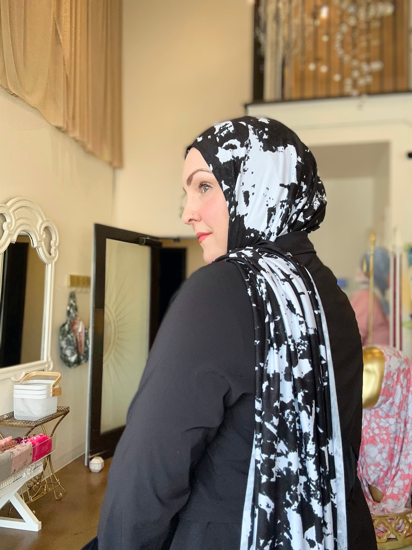 Printed Jersey Hijab: Rorschach Retro Inkblot