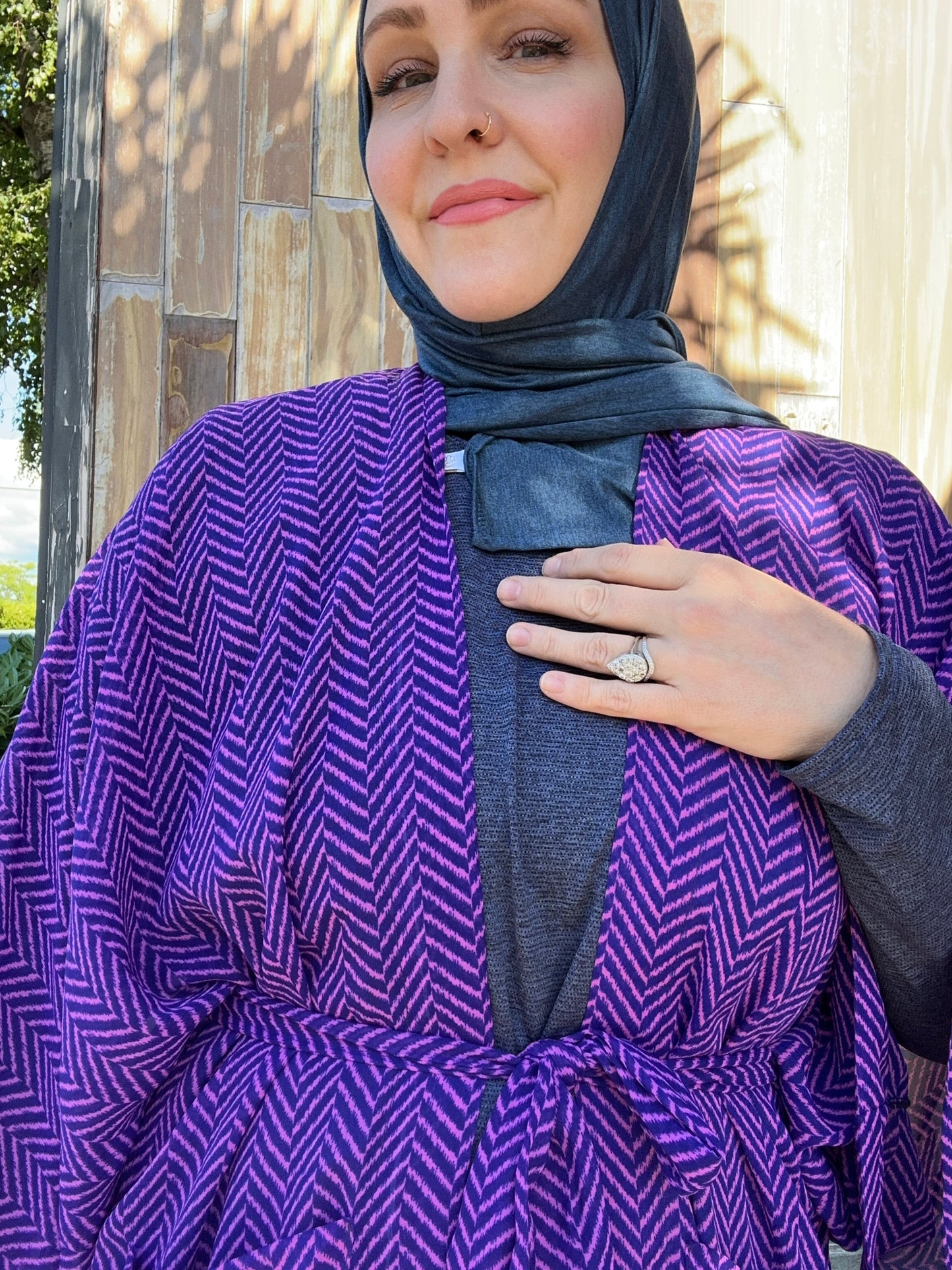 Signature MC Kimono: Pink & Purple Herringbone