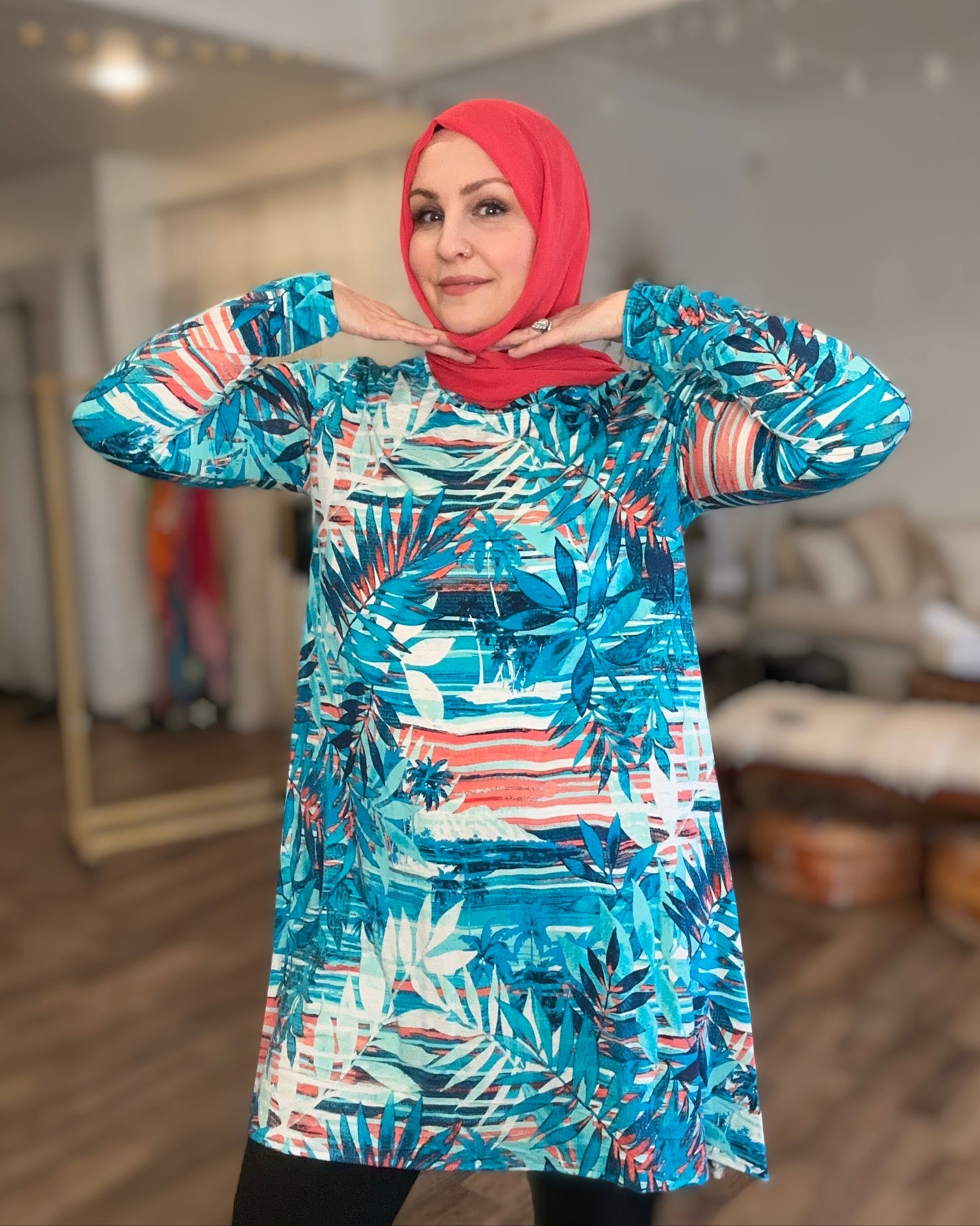 MC Everyday Active Tunic - Blue Ocean Palms