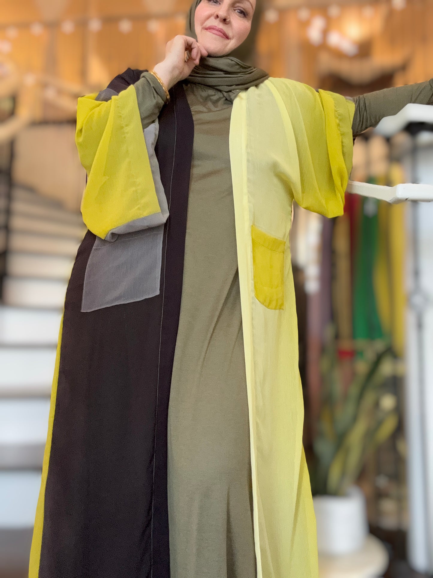 Signature MC Kimono: Black Grey Yellow Fade