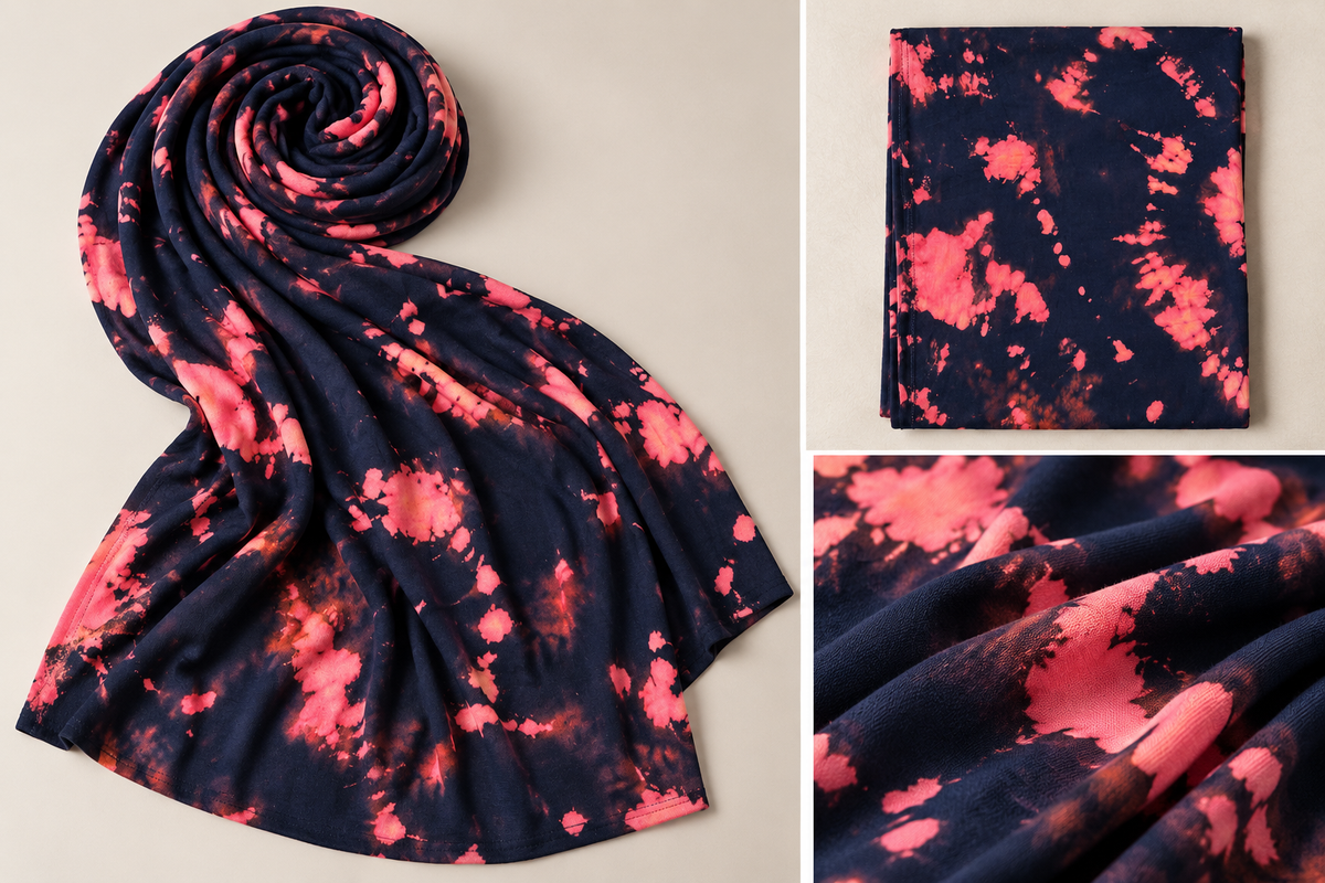 Tie Dye Jersey Hijab: Navy & Pink