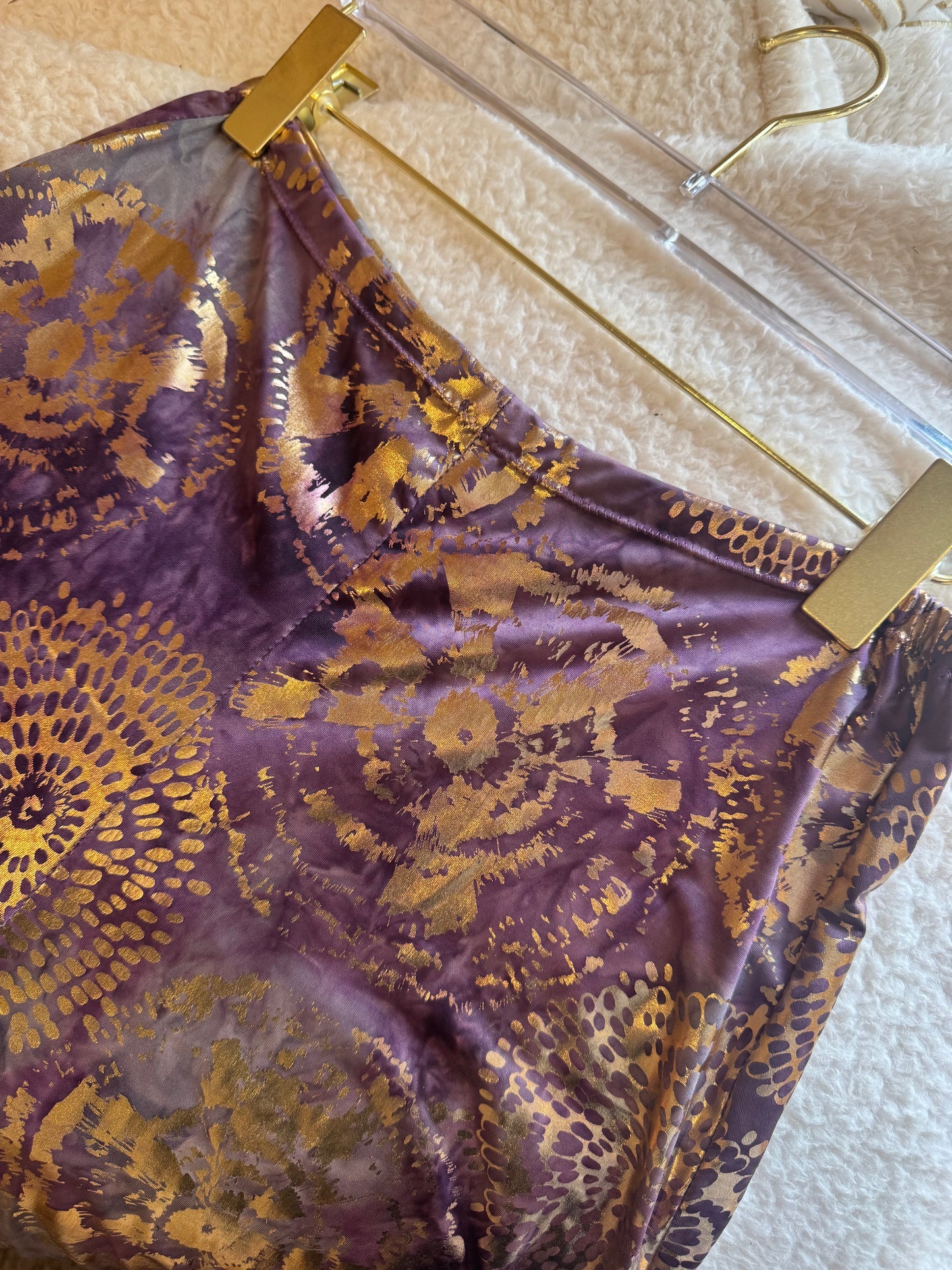 Metallic Palazzo Pant: Copper Floral