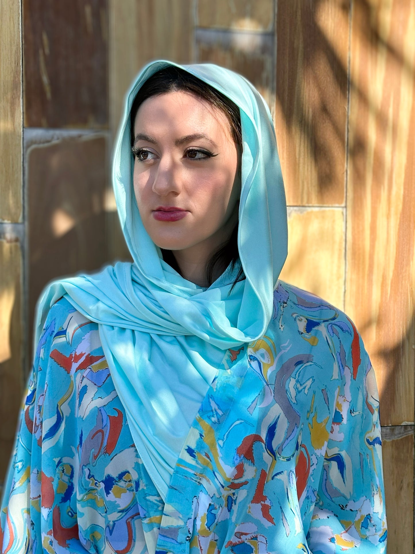 Signature MC Kimono: Sky Blue Fiery Marble