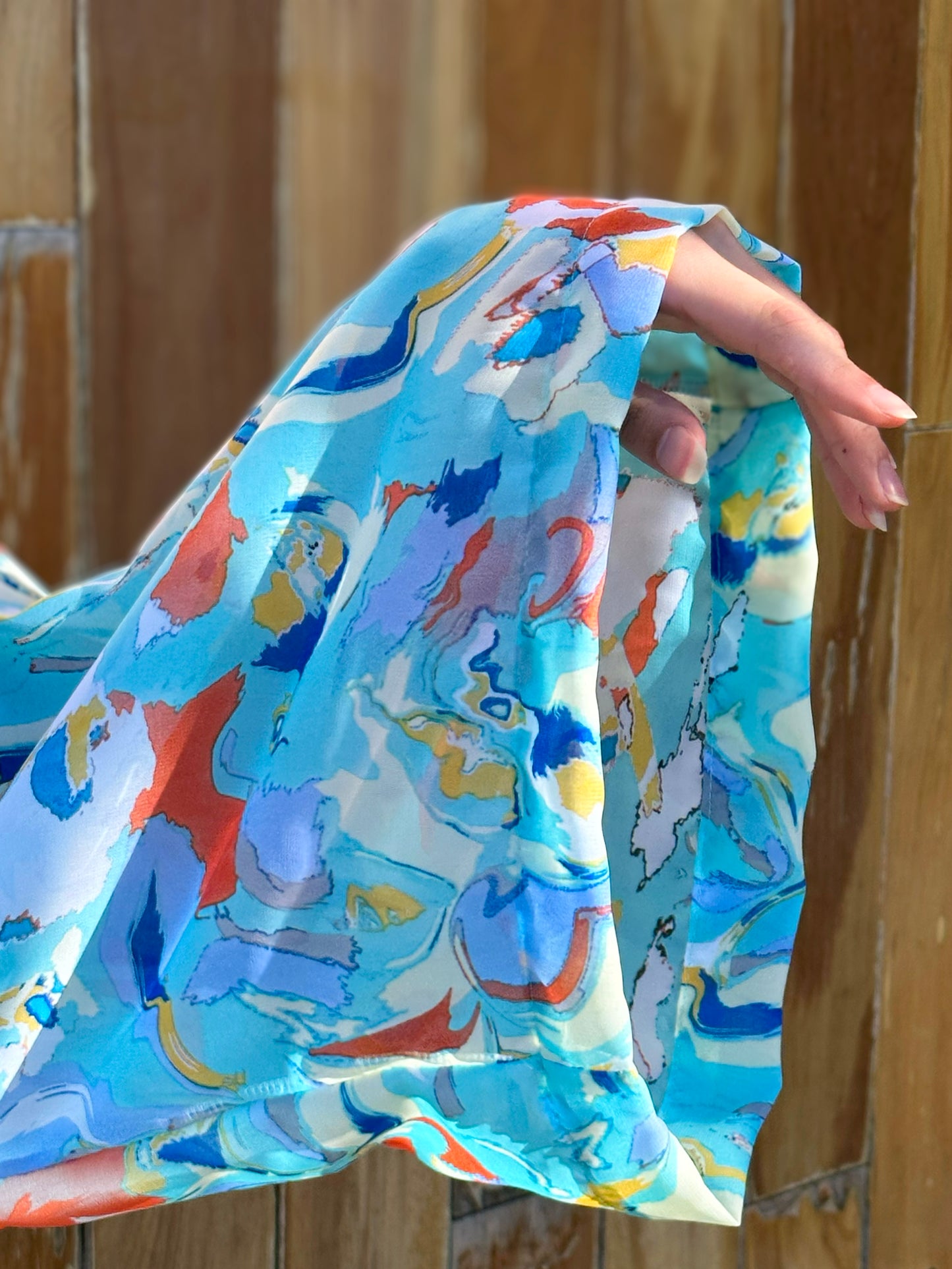 Signature MC Kimono: Sky Blue Fiery Marble