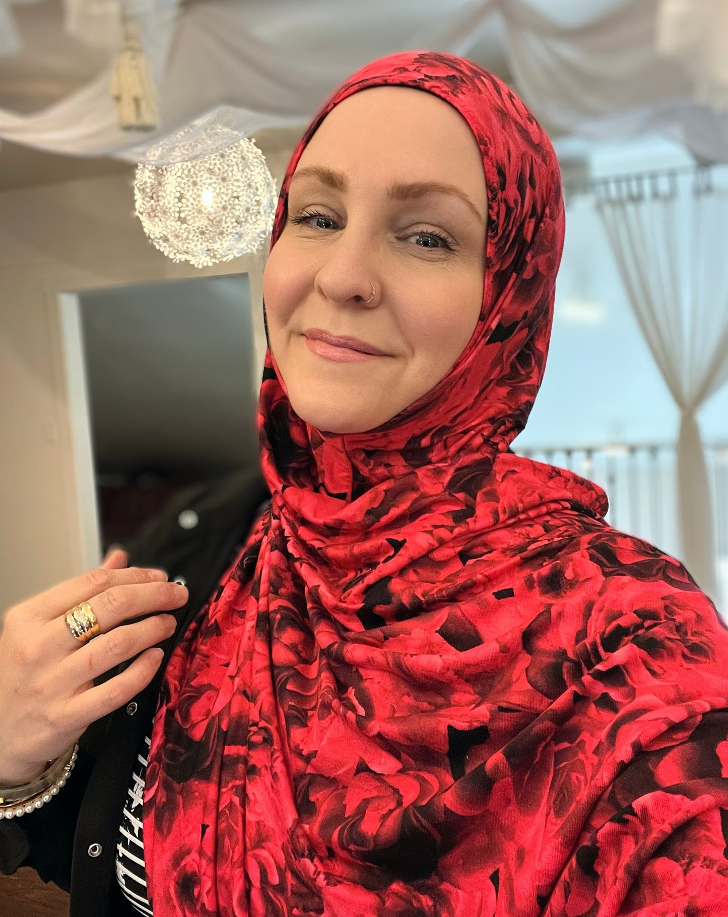 Printed Jersey Hijab: Vixen Prickly Roses