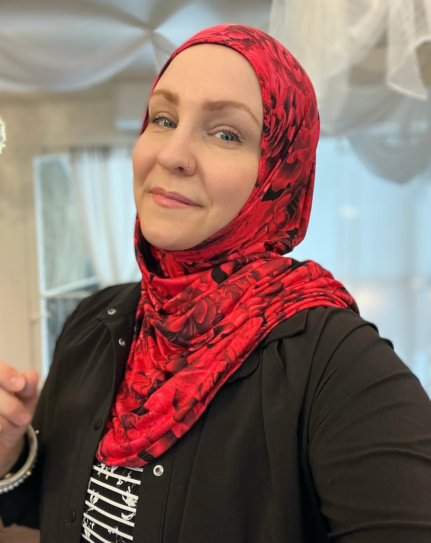Printed Jersey Hijab: Vixen Prickly Roses