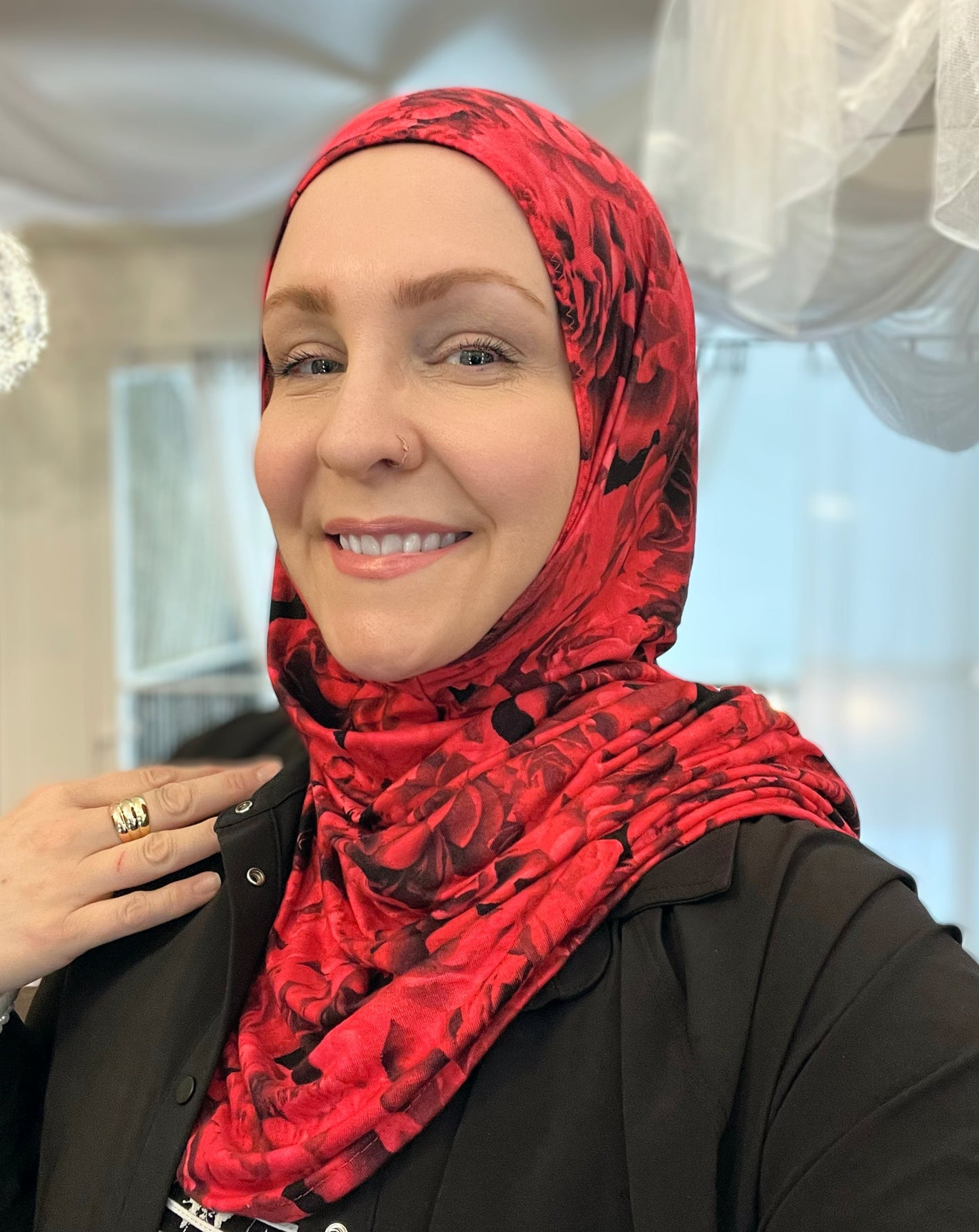 Printed Jersey Hijab: Vixen Prickly Roses