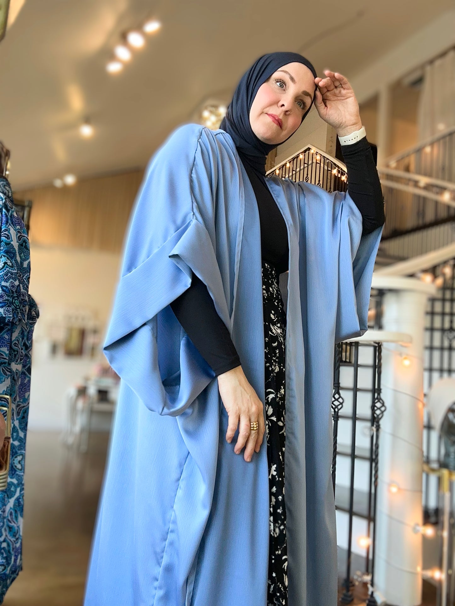 MC Satin Crinkle Bisht: Periwinkle Ice Blue
