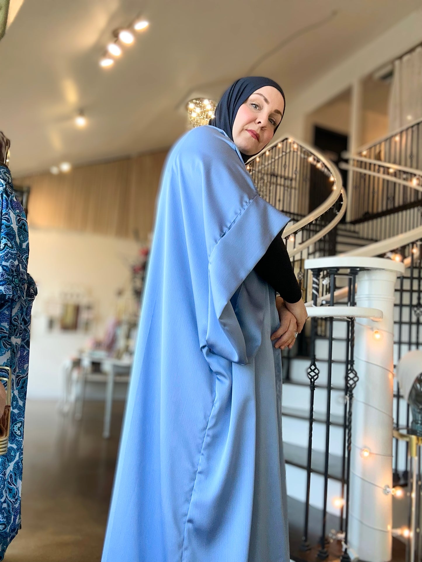 MC Satin Crinkle Bisht: Periwinkle Ice Blue