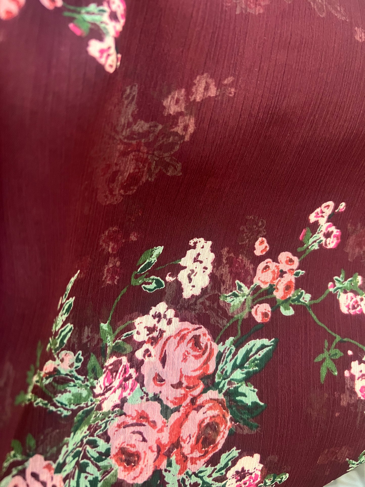 Crinkle Chiffon Hijab: Halal Merlot Floral