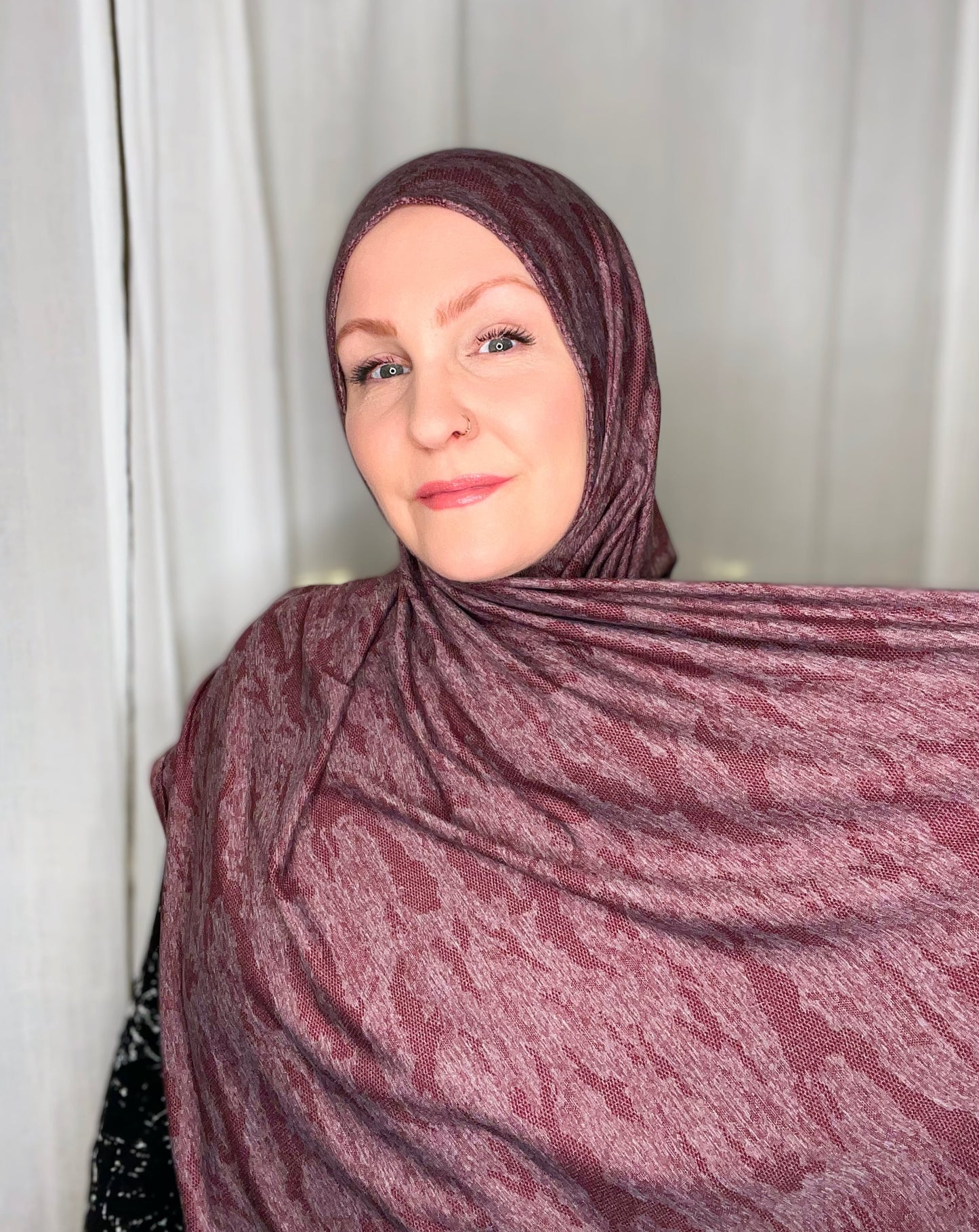 Performance Burnout Jersey Hijab: Burgundy Lace