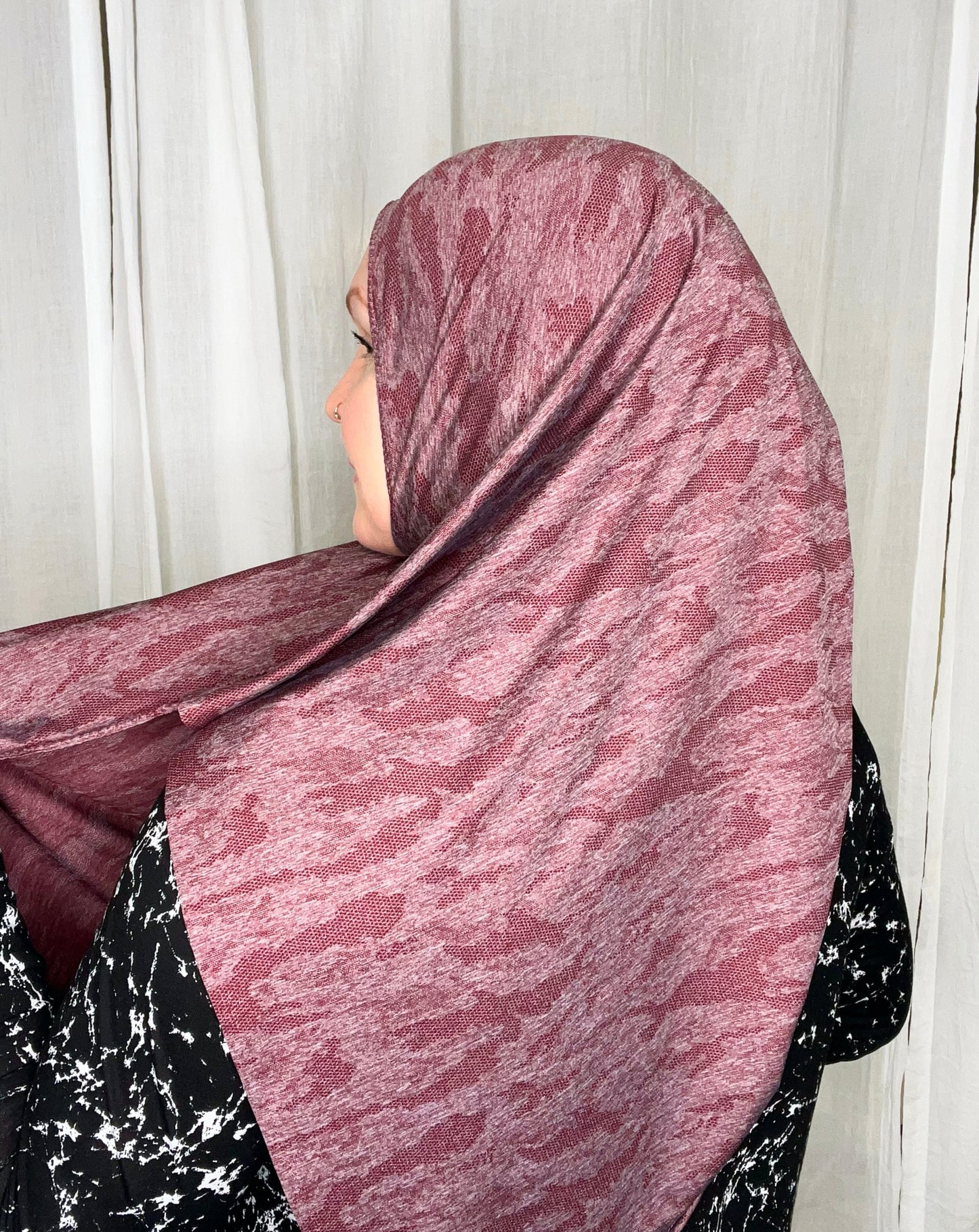 Performance Burnout Jersey Hijab: Burgundy Lace