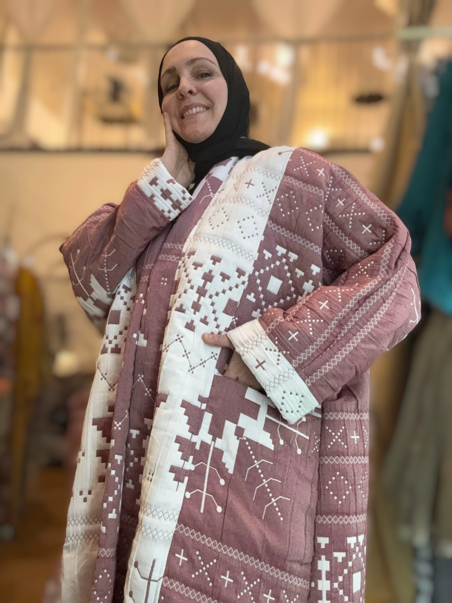 Up-cycled Pocket Anorak Abaya - Quilted Muted Mauve