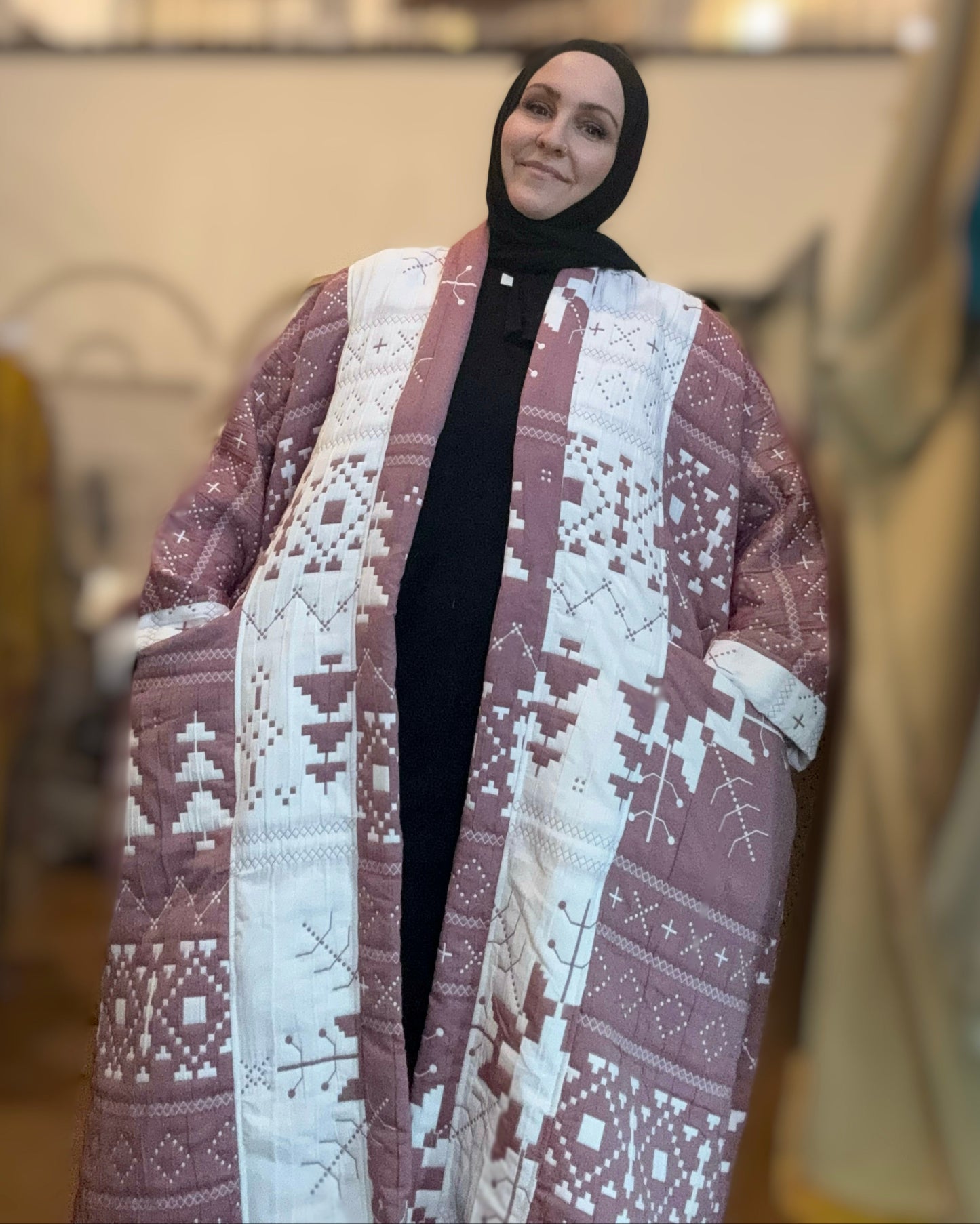 Up-cycled Pocket Anorak Abaya - Quilted Muted Mauve