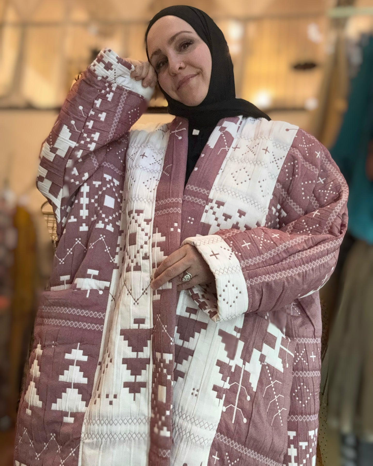 Up-cycled Pocket Anorak Abaya - Quilted Muted Mauve