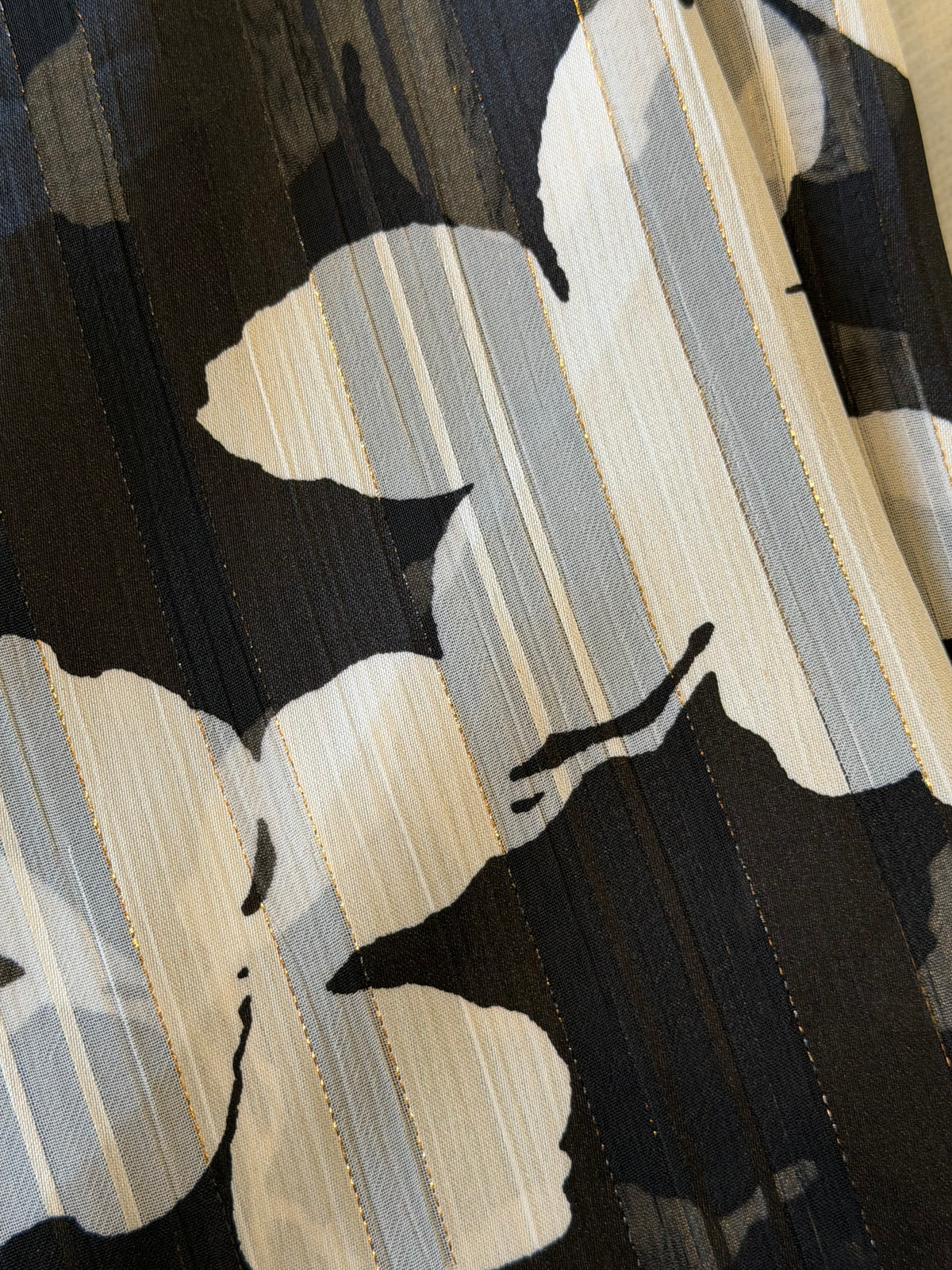 Satin Stripe Chiffon Hijab: Midnight Filigree