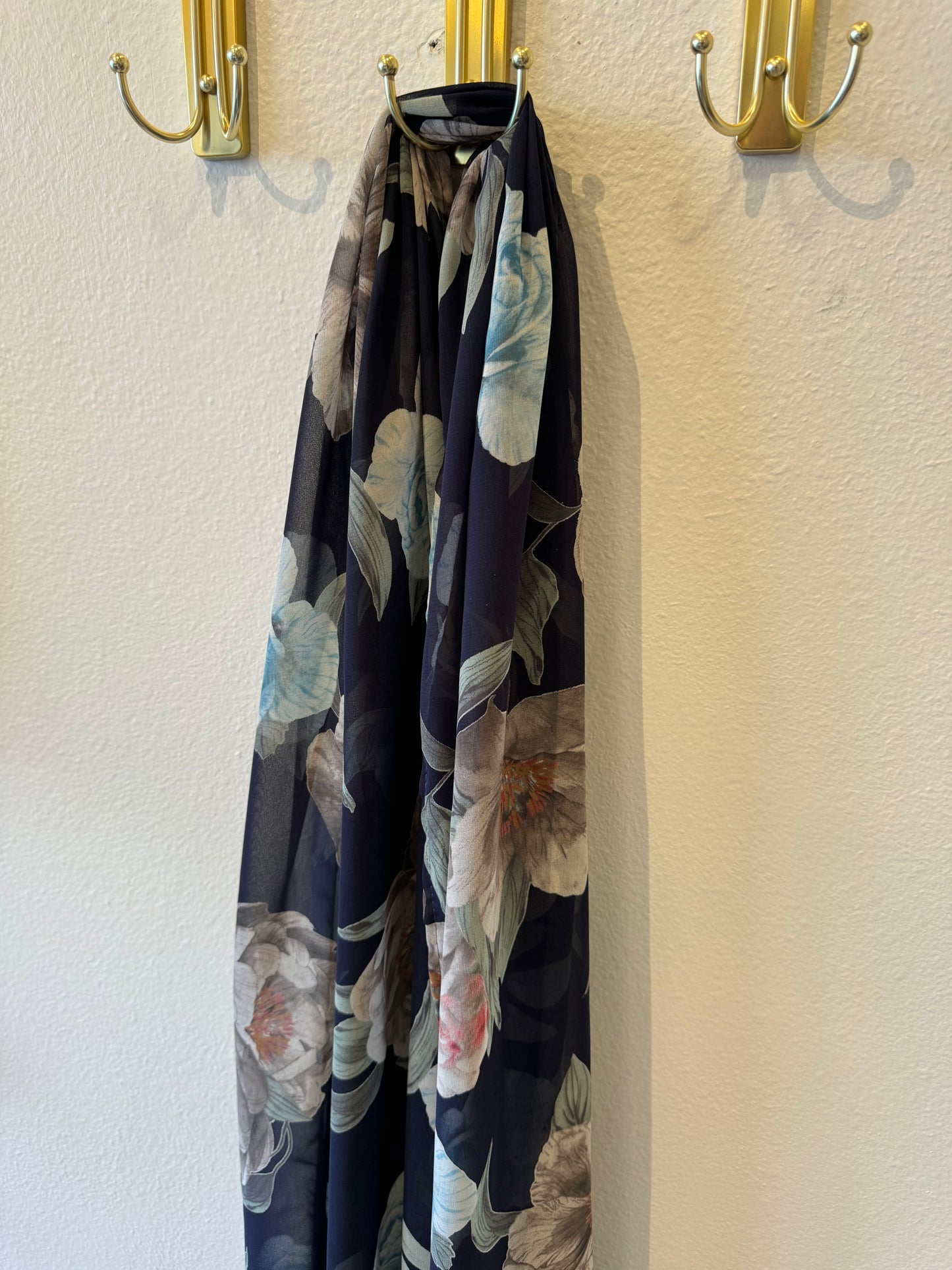 Chiffon Hijab: Navy Antique Floral
