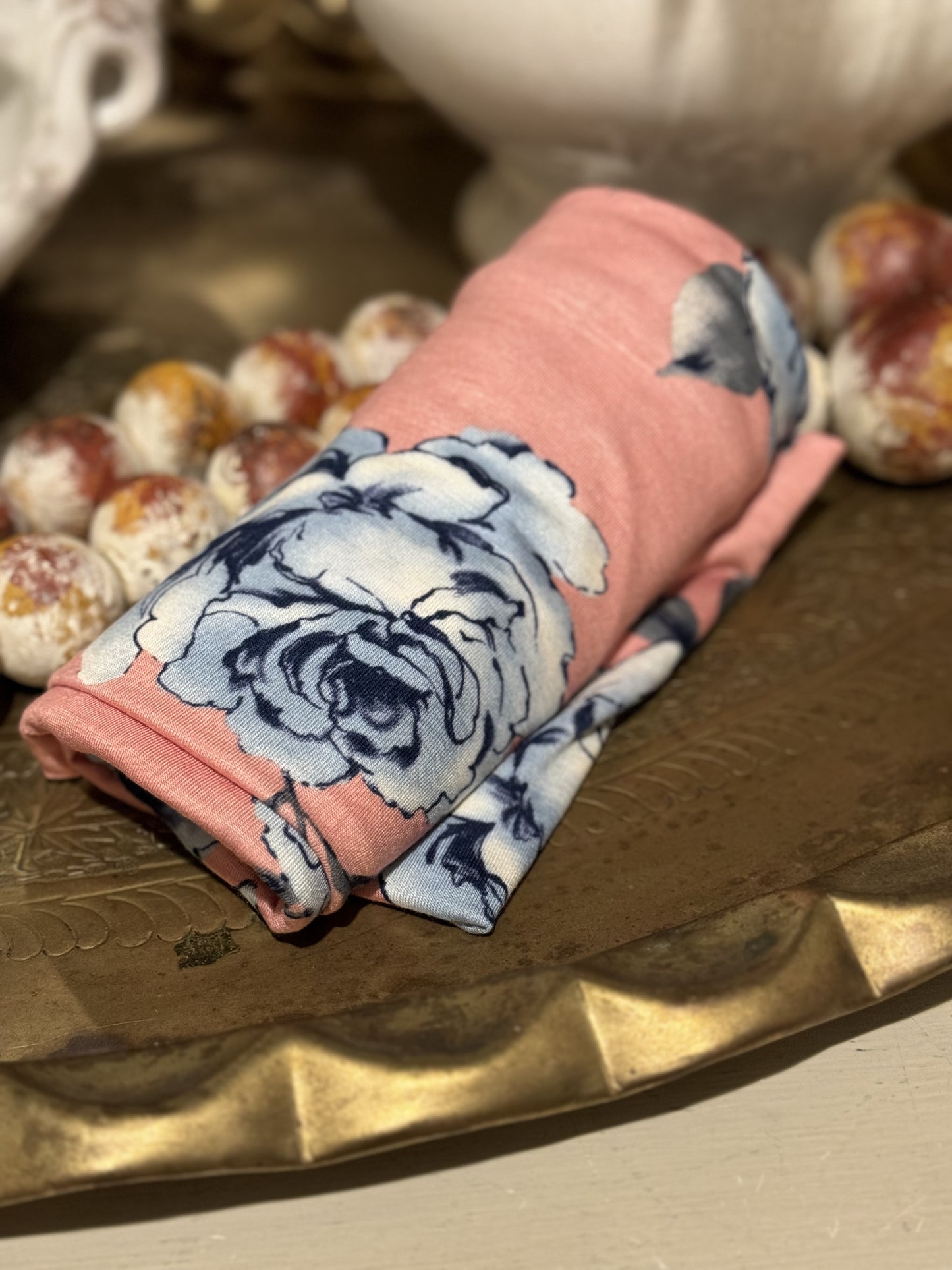 Printed Jersey Hijab: Blue Rose Garden