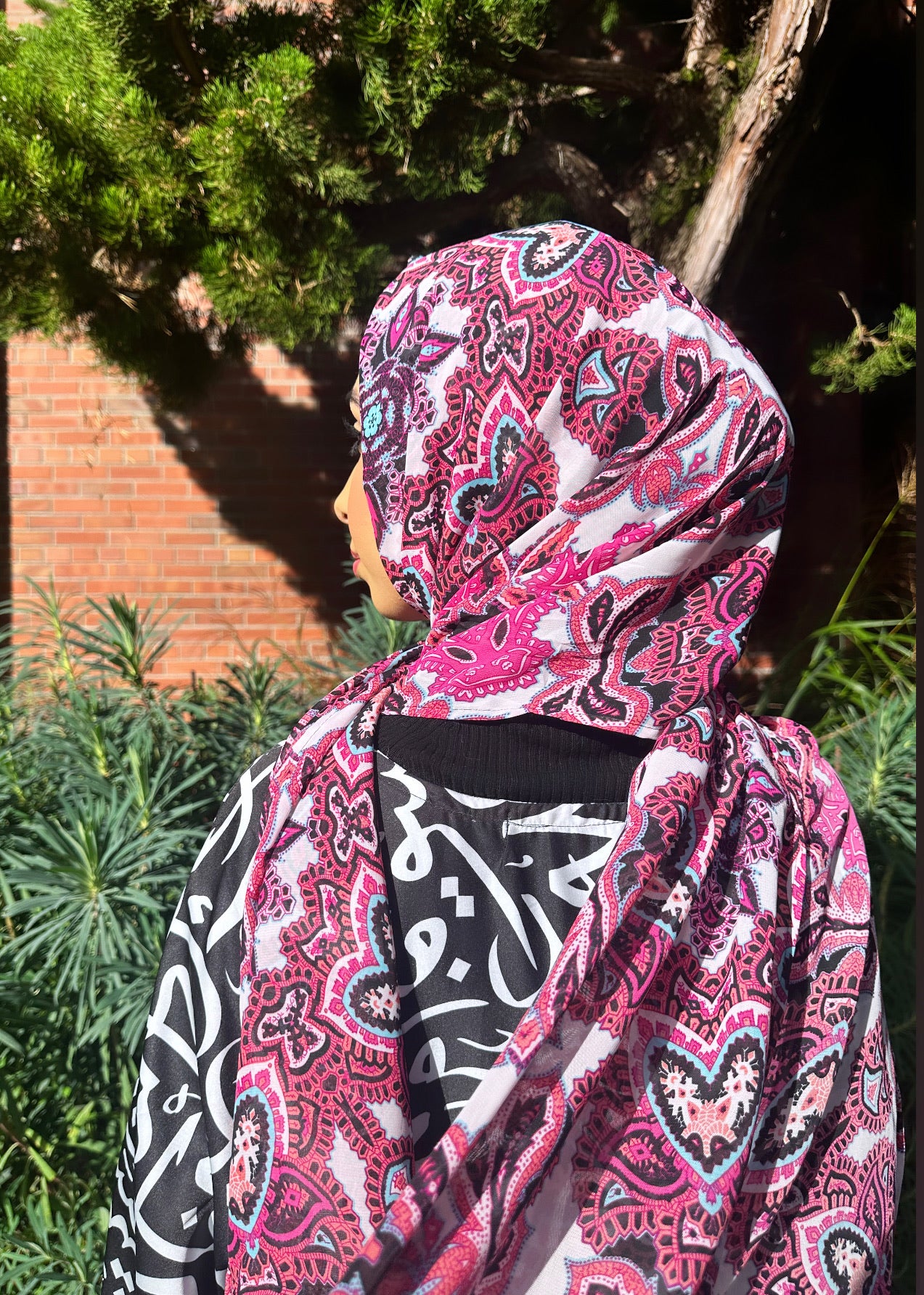 Chiffon Hijab: Hot Pink Mandalas