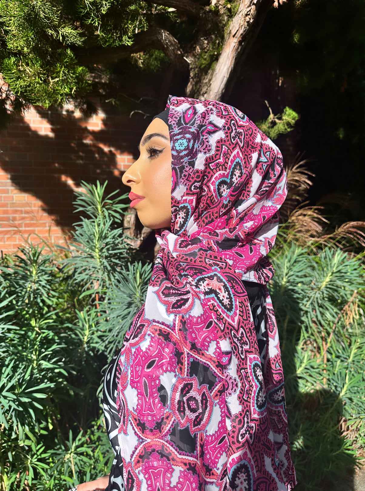 Chiffon Hijab: Hot Pink Mandalas