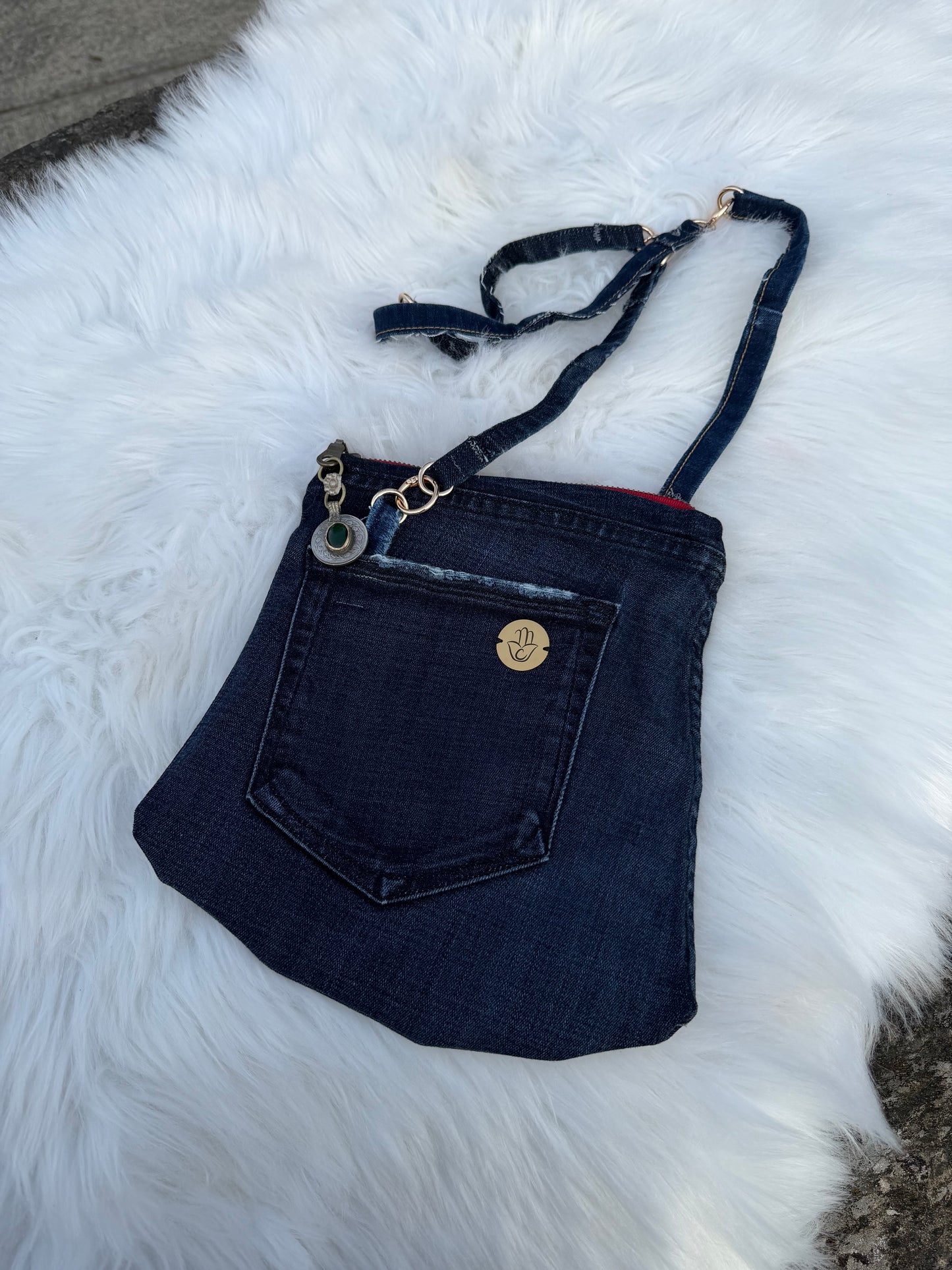 The Pocket Story Mini — Mosaic Souq | Upcycled Denim Convertible Bag