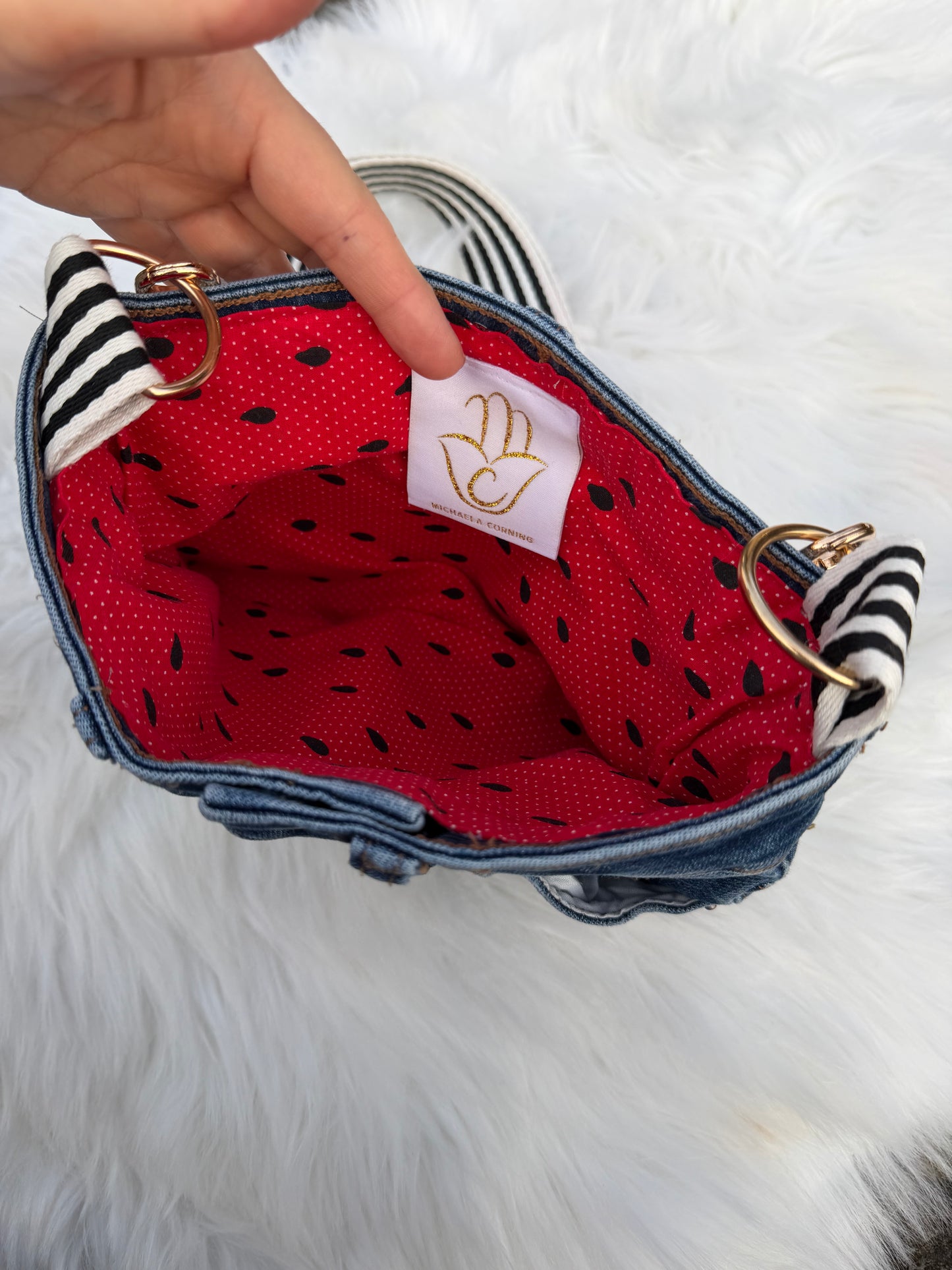 The Watermelon Resistance — Upcycled Denim Convertible Bag