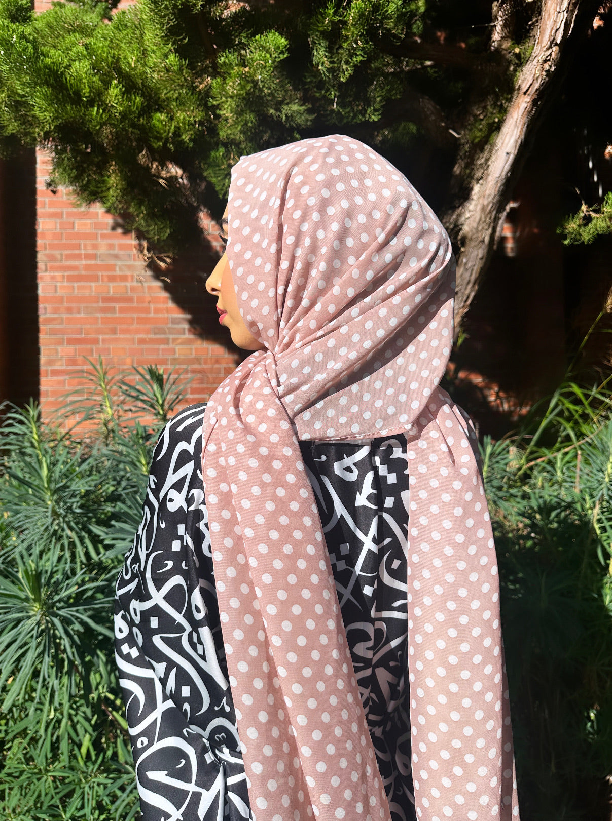 Chiffon Hijab: Dusty Pink Polka Dot