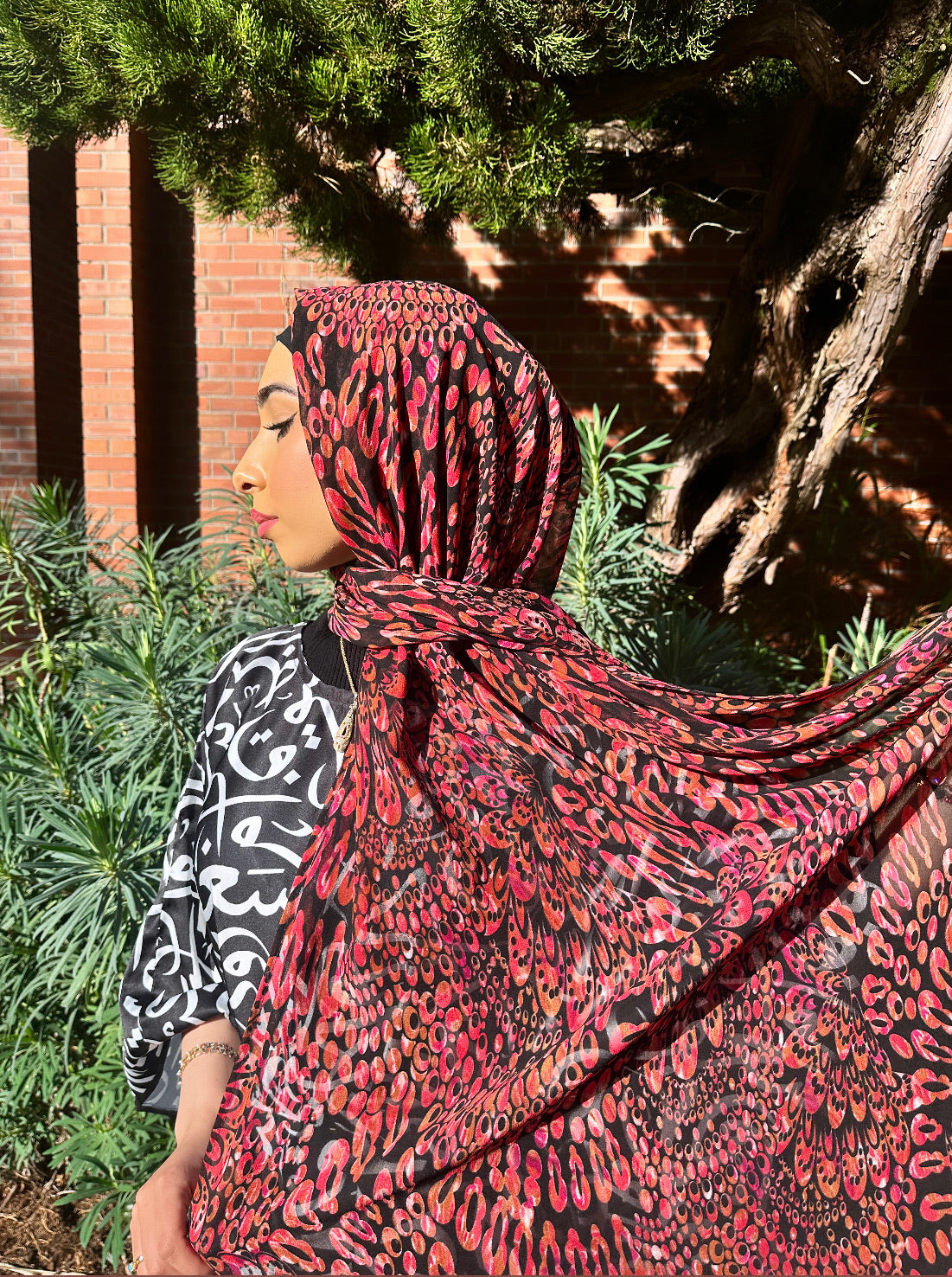 Crepe Chiffon Hijab: French Auburn Plumes