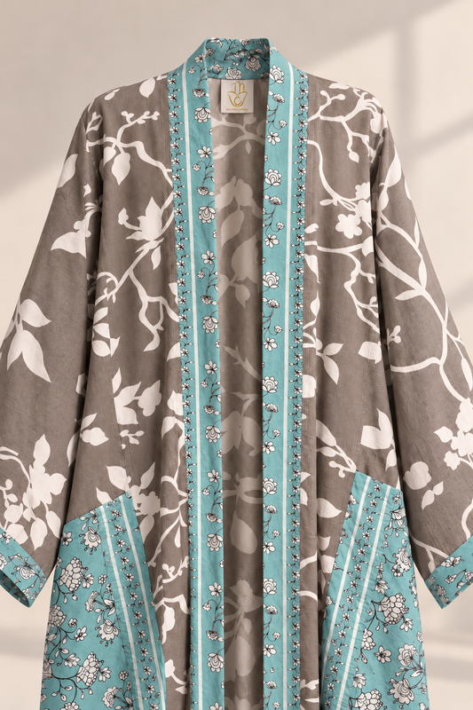 Upcycled Pocket Anorak Abaya โ Iznik Garden
