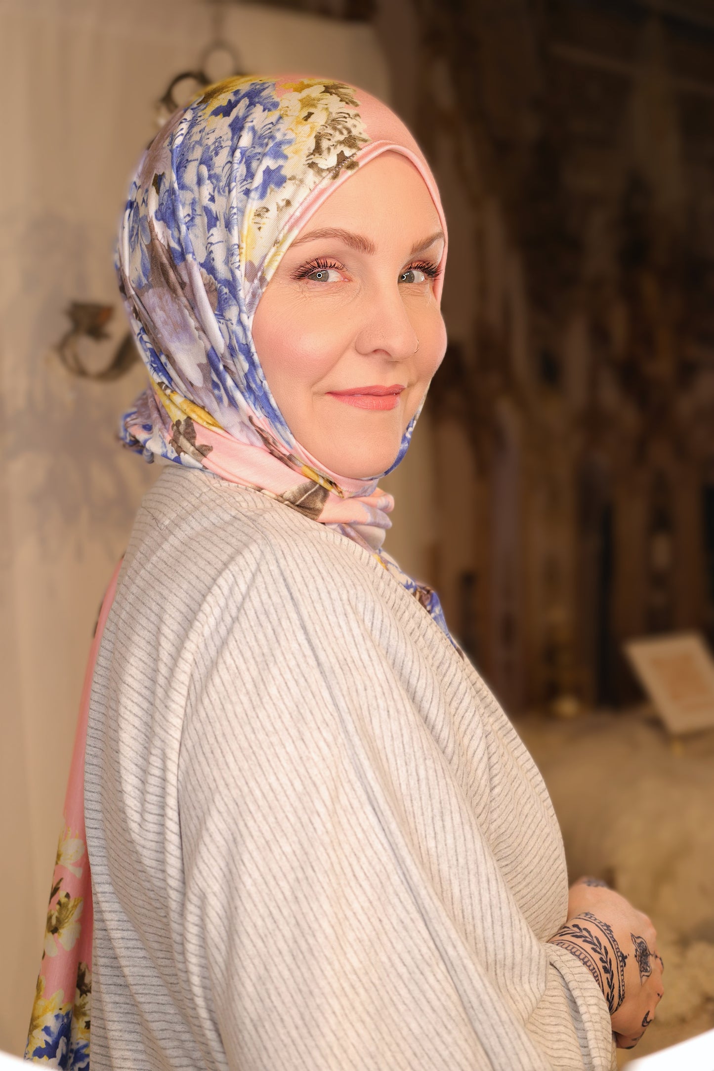 Printed Jersey Hijab: Mother's Day Bouquet